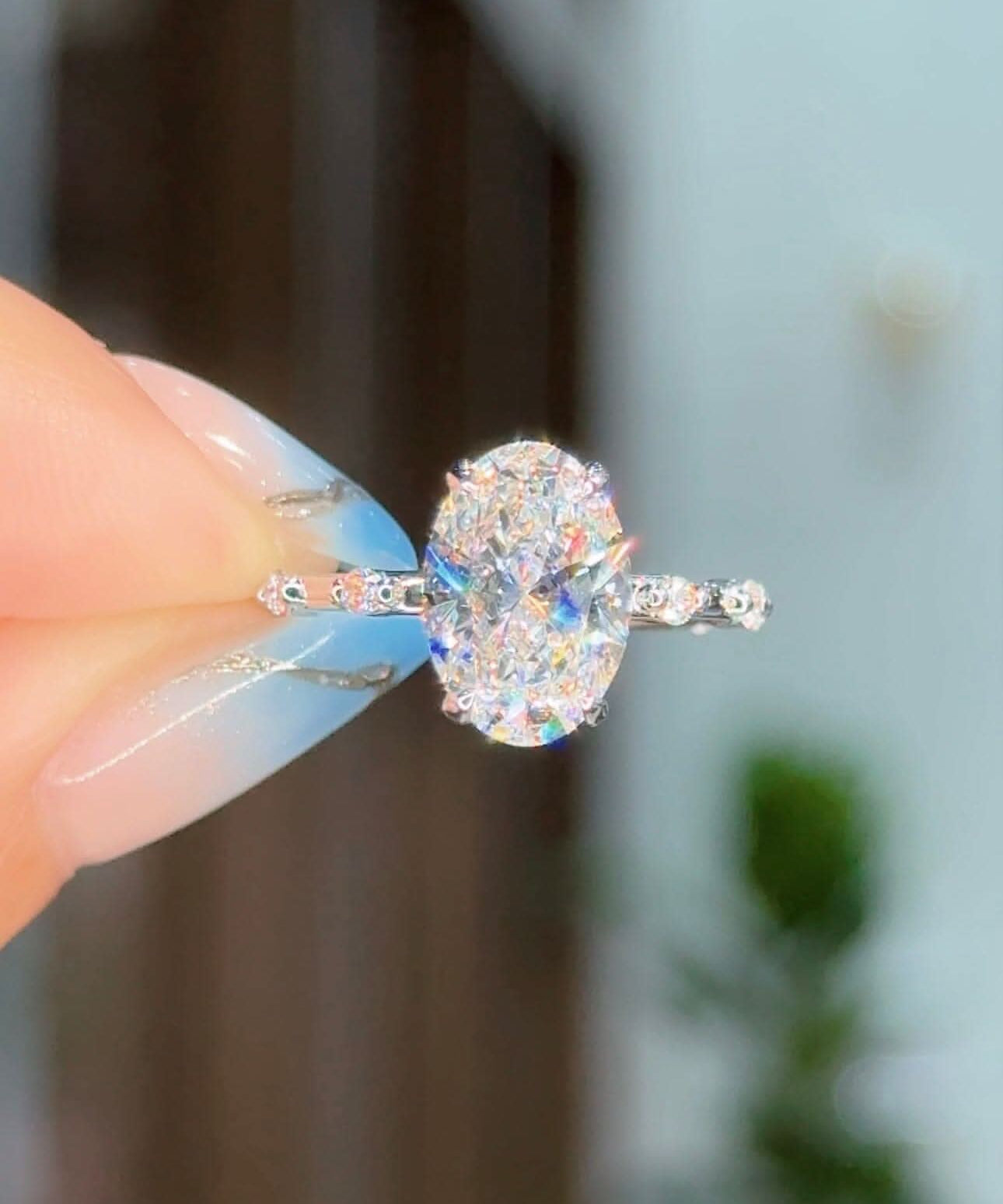 2.68ct D - VS1 Oval Lab Diamond Daisy - PBD Engagement Rings