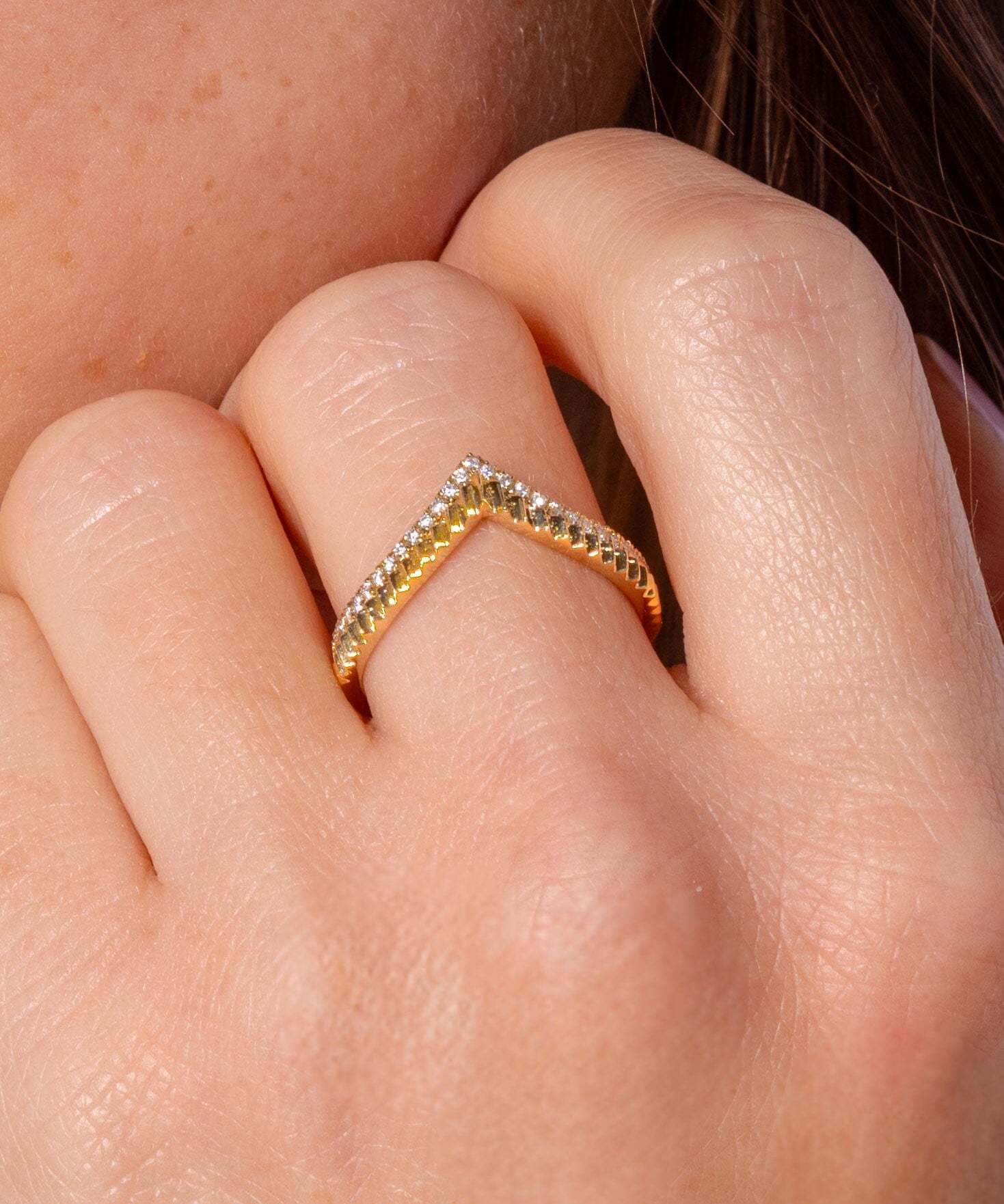 2.6mm Chevron Bandolier Pavé Band Rings Princess Bride Diamonds 