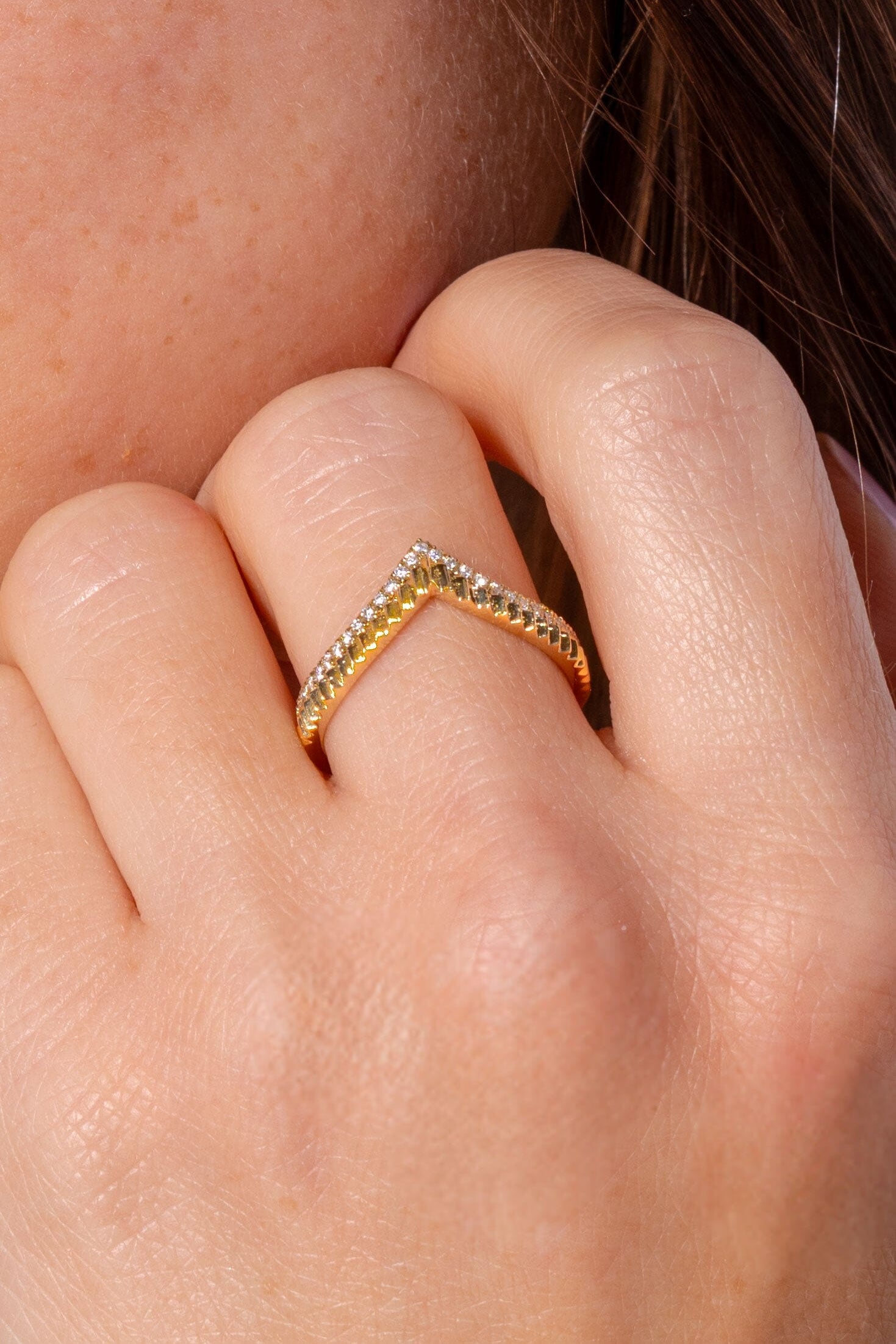 2.6mm Chevron Bandolier Pavé Band Rings Princess Bride Diamonds 