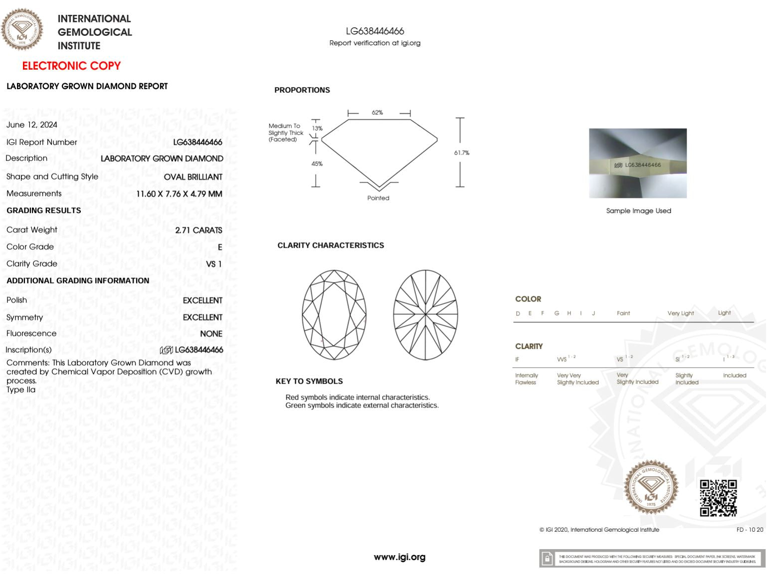 2.71 Carat E-VS1 Oval Lab Grown Diamond - IGI (#49879) Loose Diamond Princess Bride Diamonds 