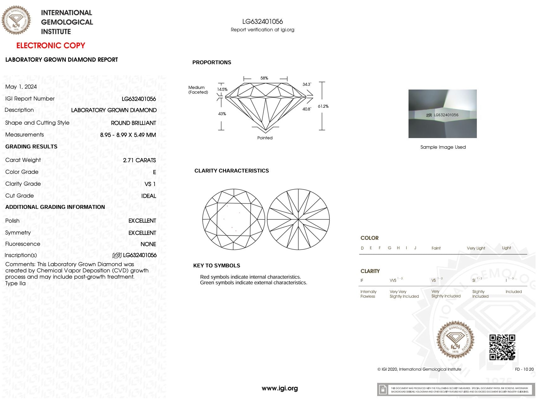 2.71 Carat E-VS1 Round Lab Grown Diamond - IGI (#5489) Loose Diamond Princess Bride Diamonds 