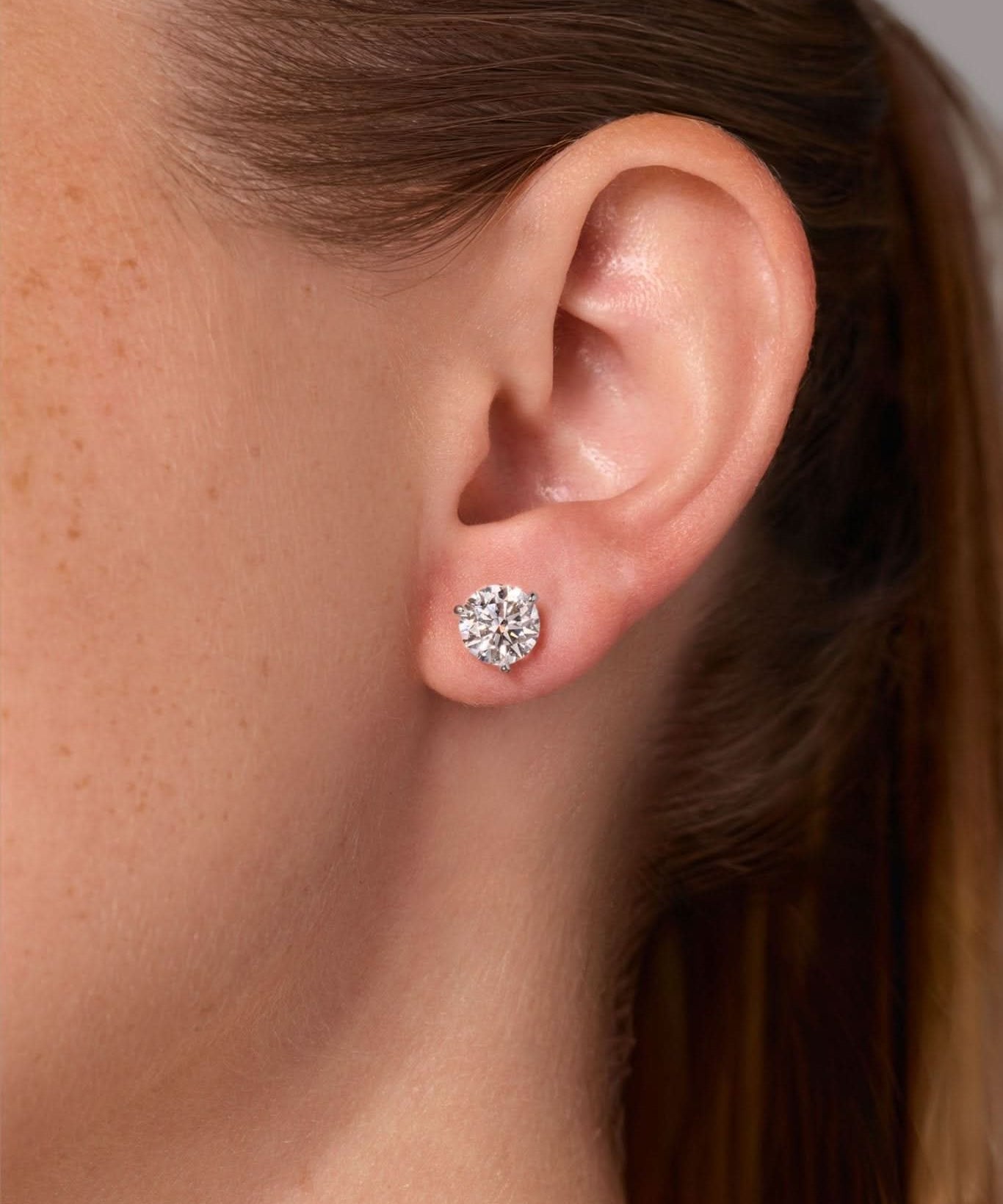 2.71ct D - VVS1 Round Lab Diamond Juliette Studs - PBD Earrings