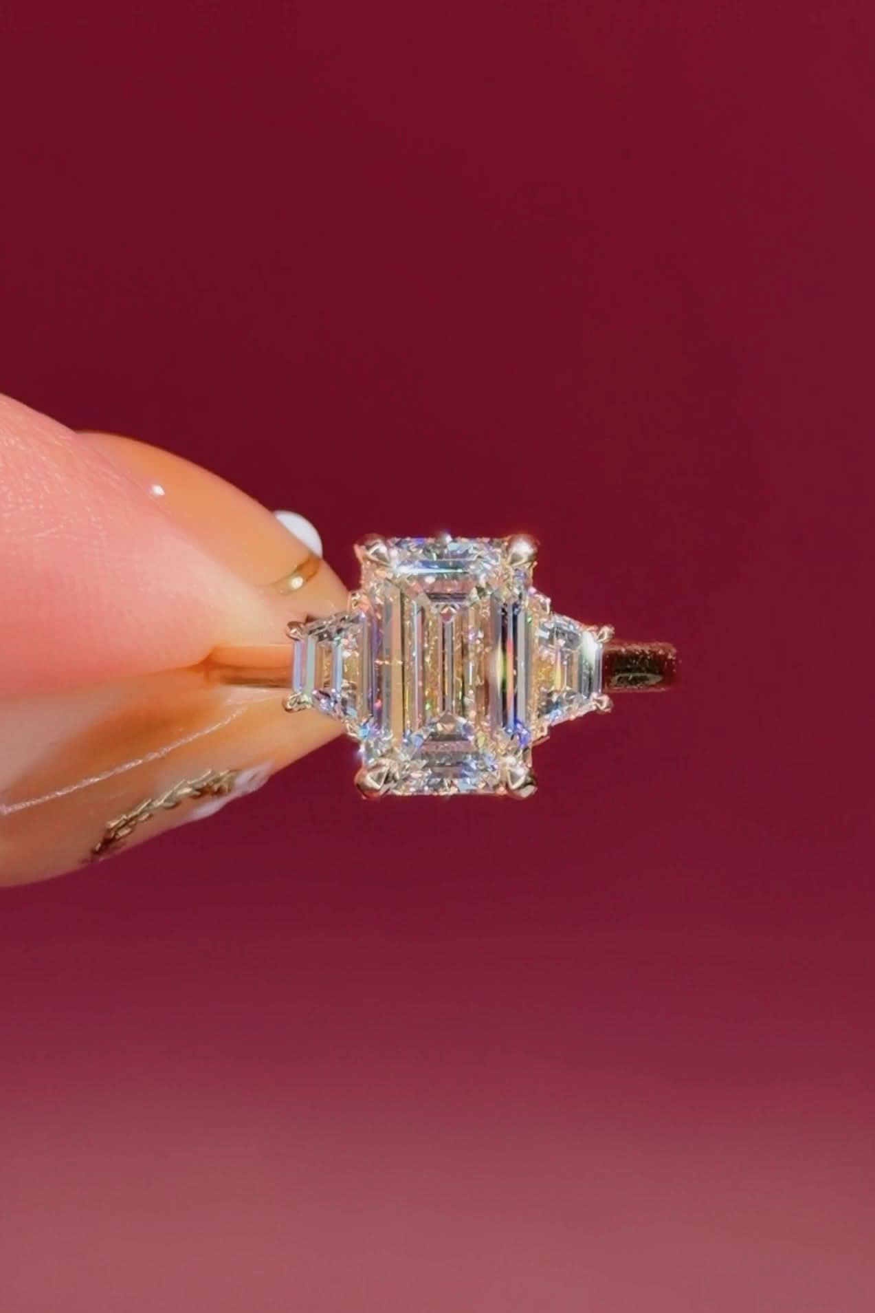 2.74ct D - VVS2 Emerald Lab Diamond Lucia - PBD Engagement Rings