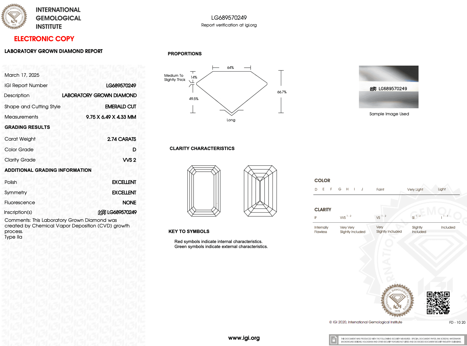 2.74ct D - VVS2 Emerald Lab Diamond Lucia - PBD Engagement Rings