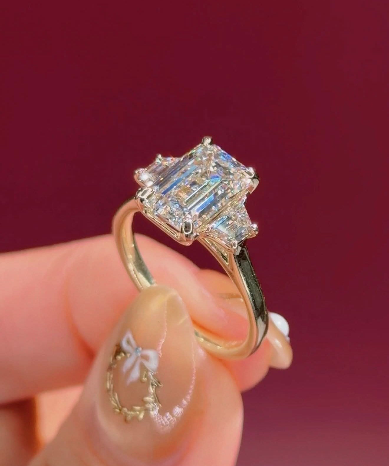 2.74ct D - VVS2 Emerald Lab Diamond Lucia - PBD Engagement Rings