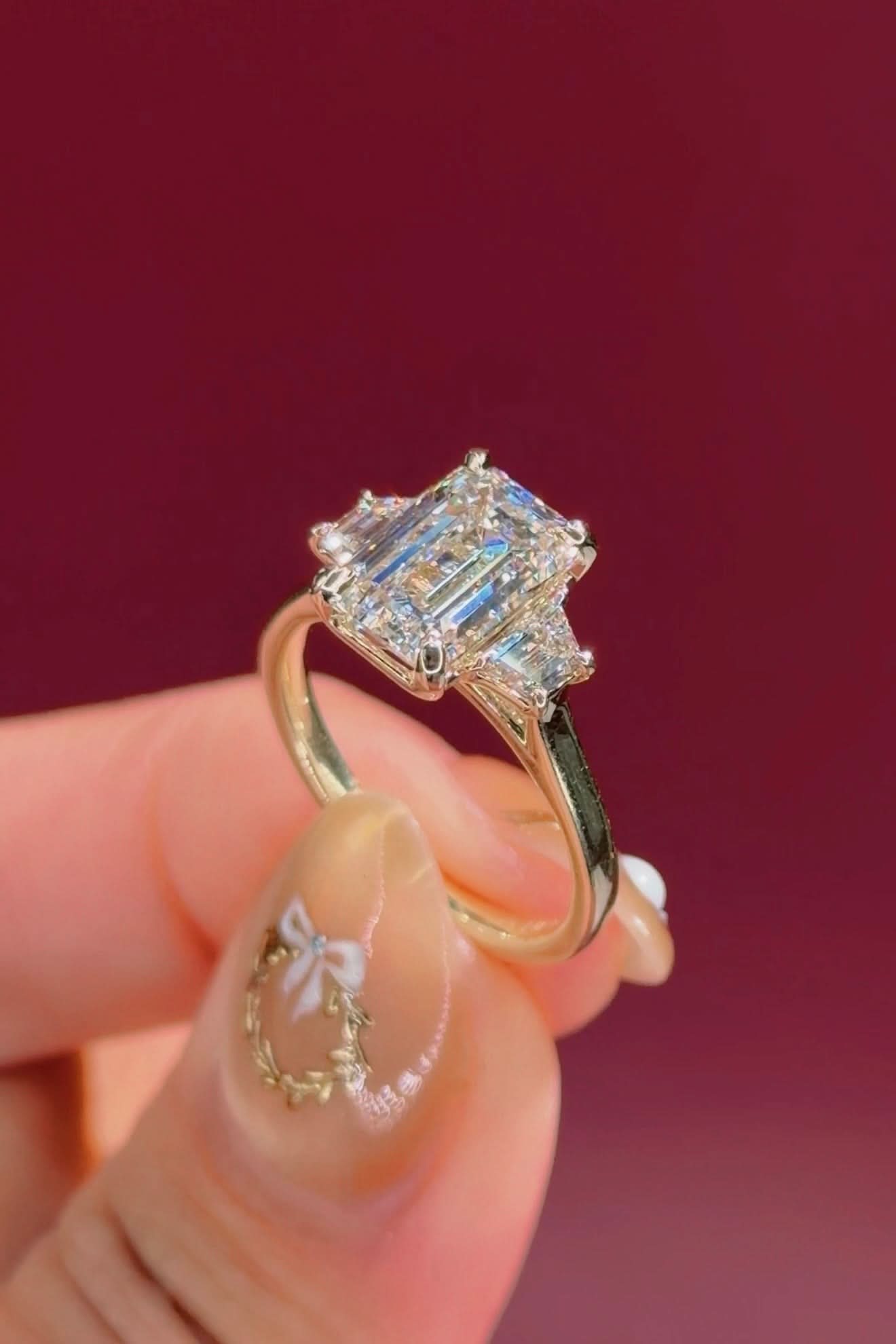 2.74ct D - VVS2 Emerald Lab Diamond Lucia - PBD Engagement Rings