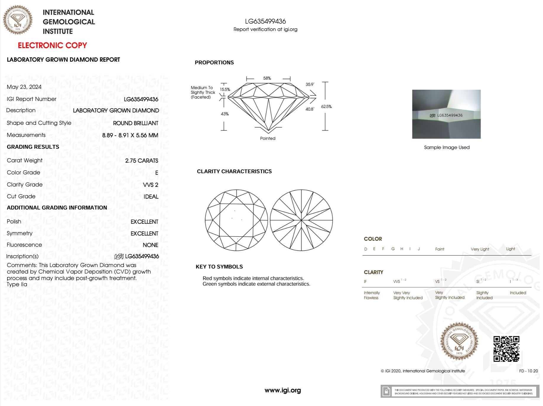 2.75 Carat E-VVS2 Round Lab Grown Diamond - IGI (#49380) Loose Diamond Princess Bride Diamonds 