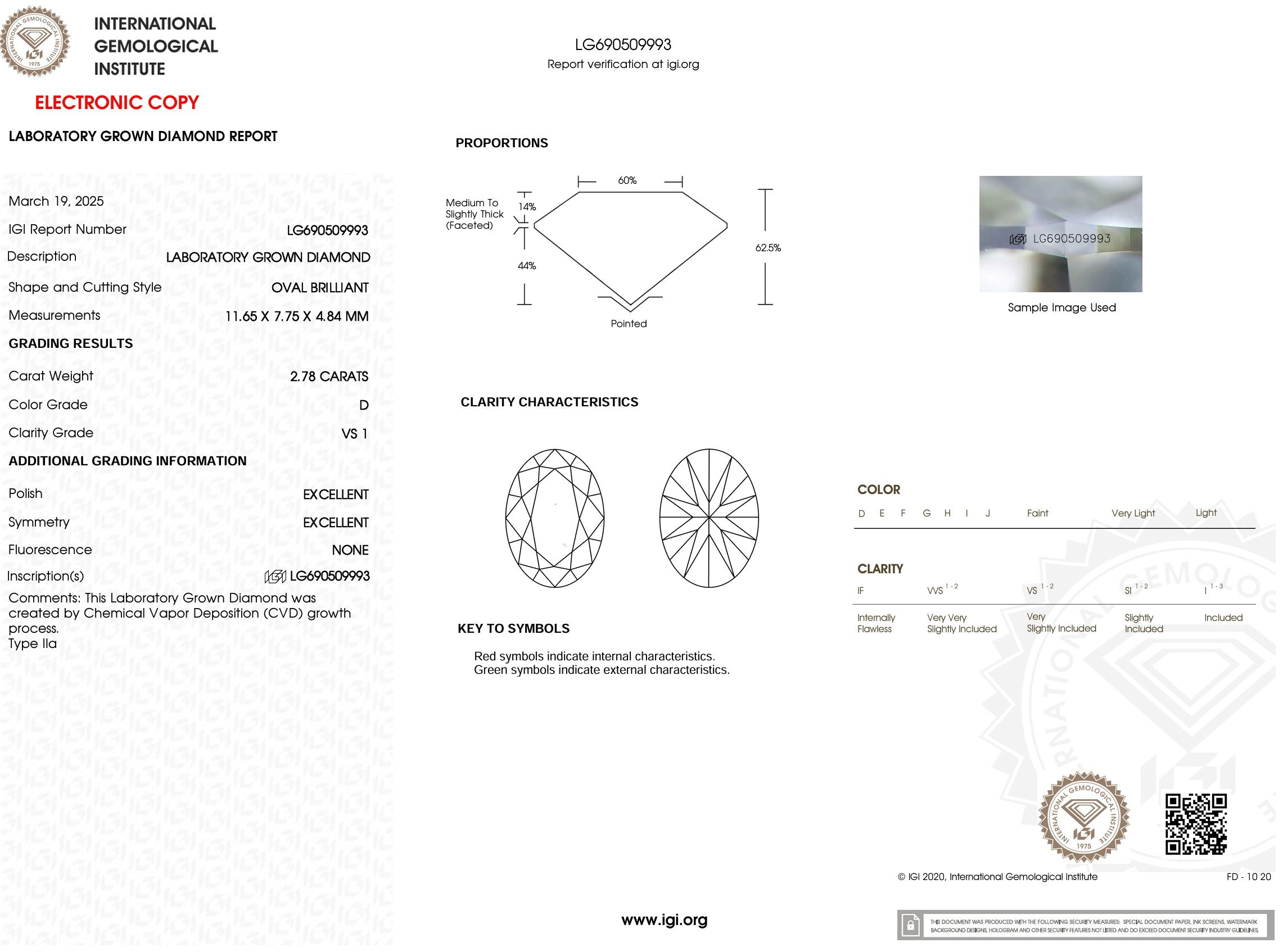 2.78 Carat D-VS1 Oval Lab Grown Diamond - IGI (#53460) Loose Diamond Princess Bride Diamonds 