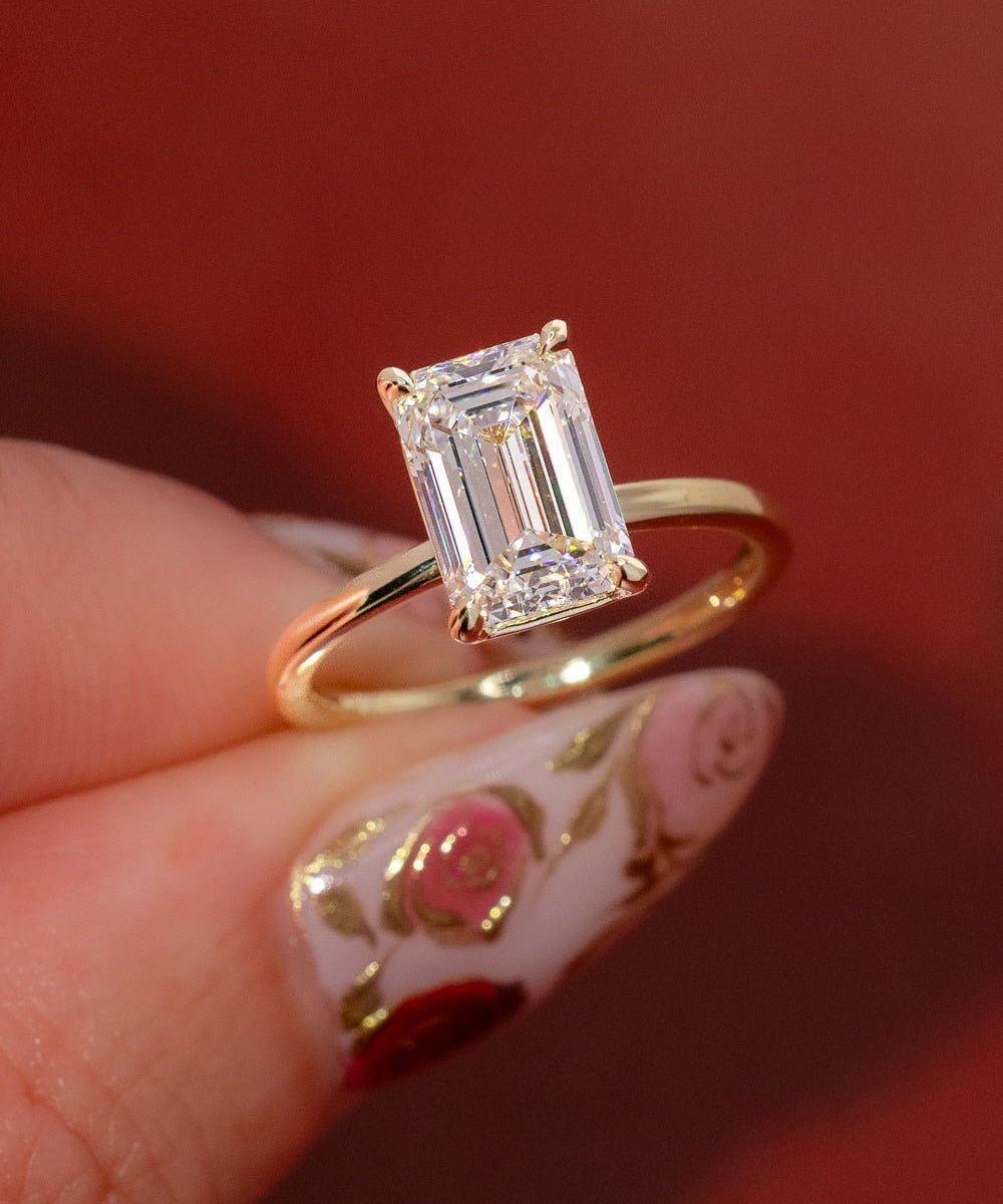 2.78ct E - VVS2 Emerald Lab Diamond Leah - PBD Engagement Rings