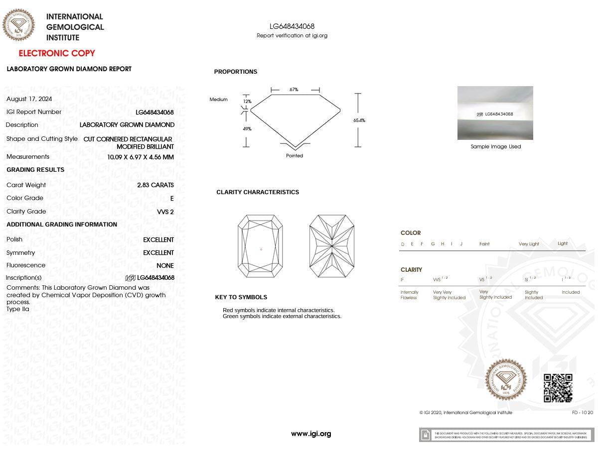 2.83 Carat E-VVS2 Radiant Lab Grown Diamond - IGI (#50311) Loose Diamond Princess Bride Diamonds 