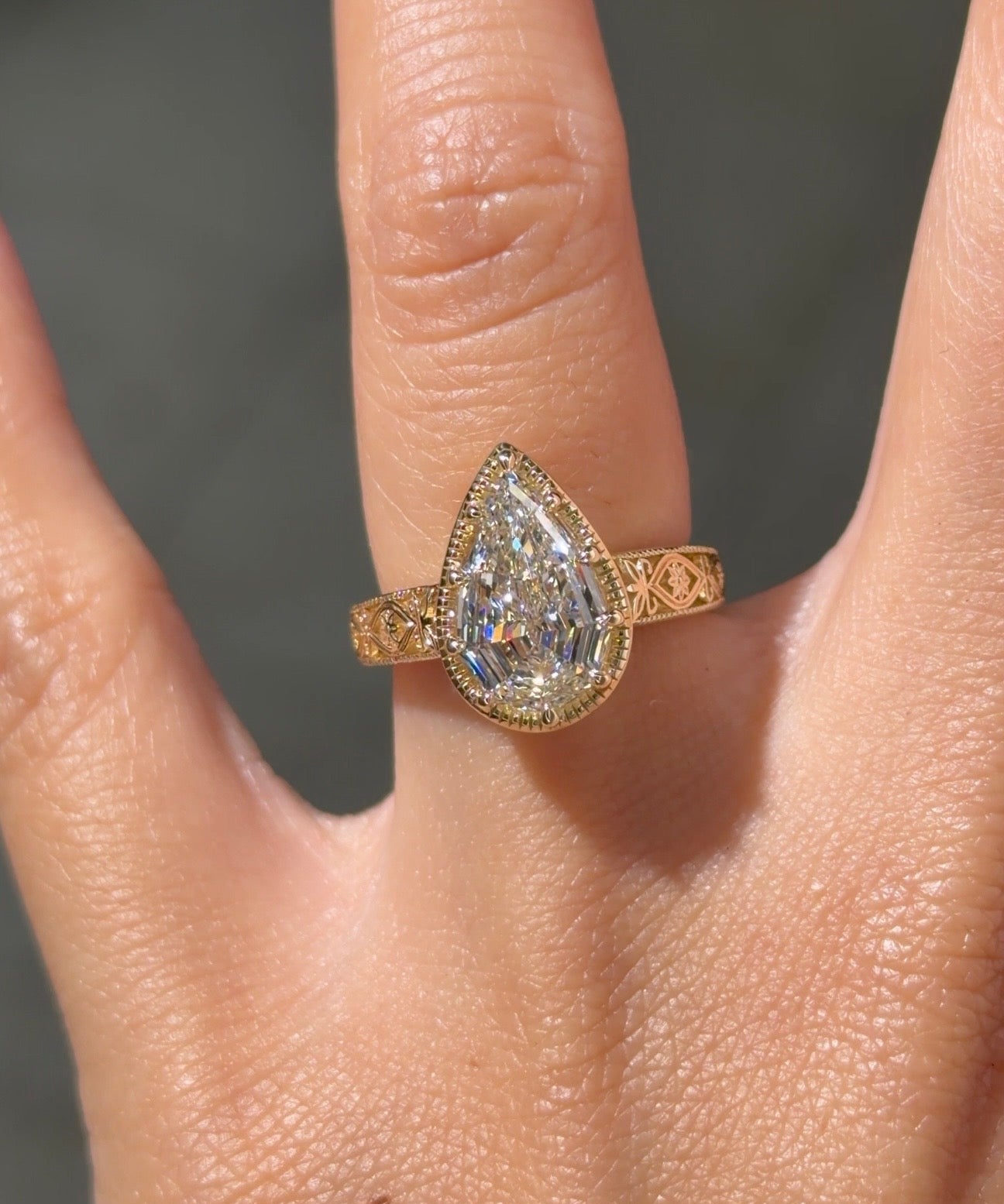 2.84ct D-VVS2 Pear Step Cut Lab Diamond Seraphim - PBD Engagement Rings