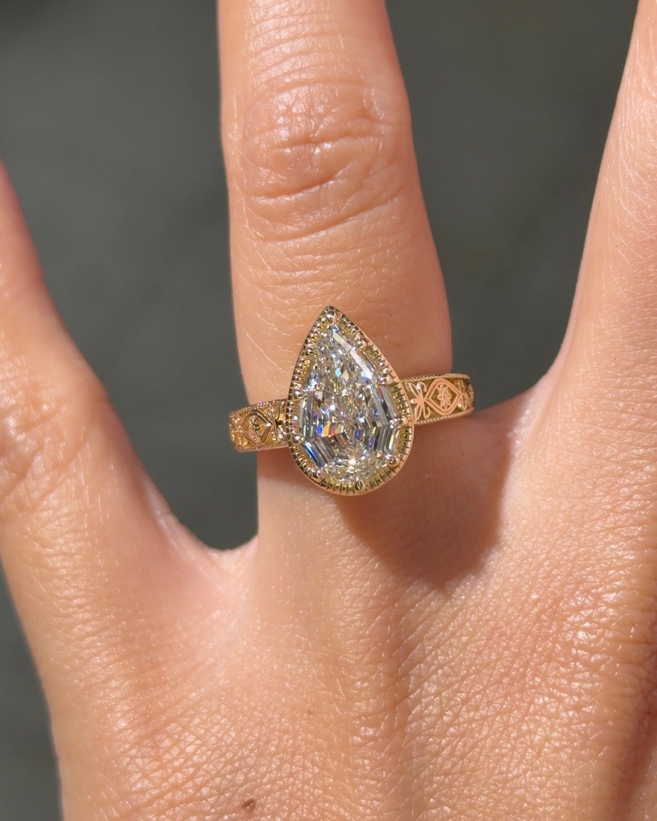 2.84ct D-VVS2 Pear Step Cut Lab Diamond Seraphim - PBD Engagement Rings