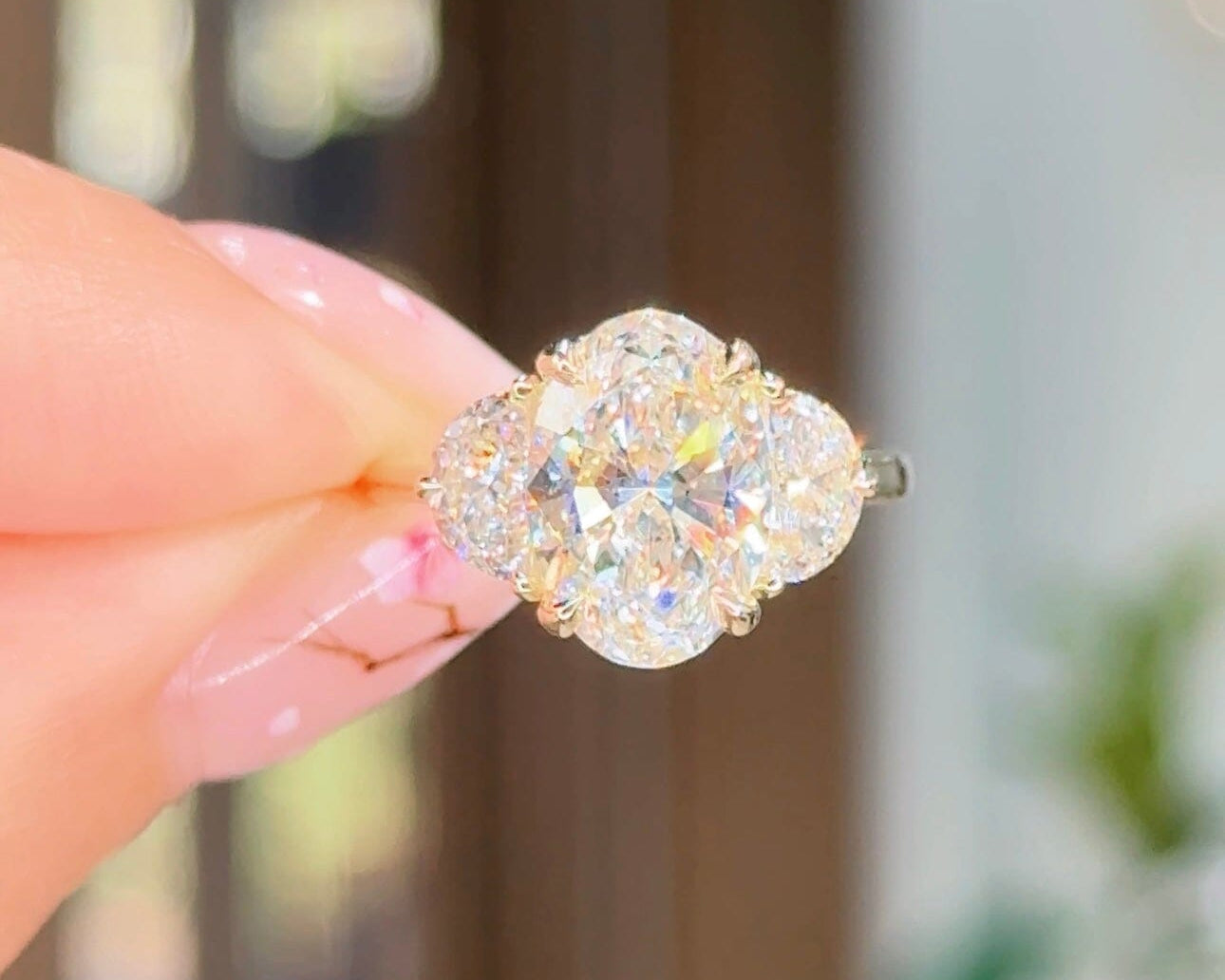 2.85ct E-VVS2 Oval Lab Diamond Lucia Engagement Rings Princess Bride Diamonds 