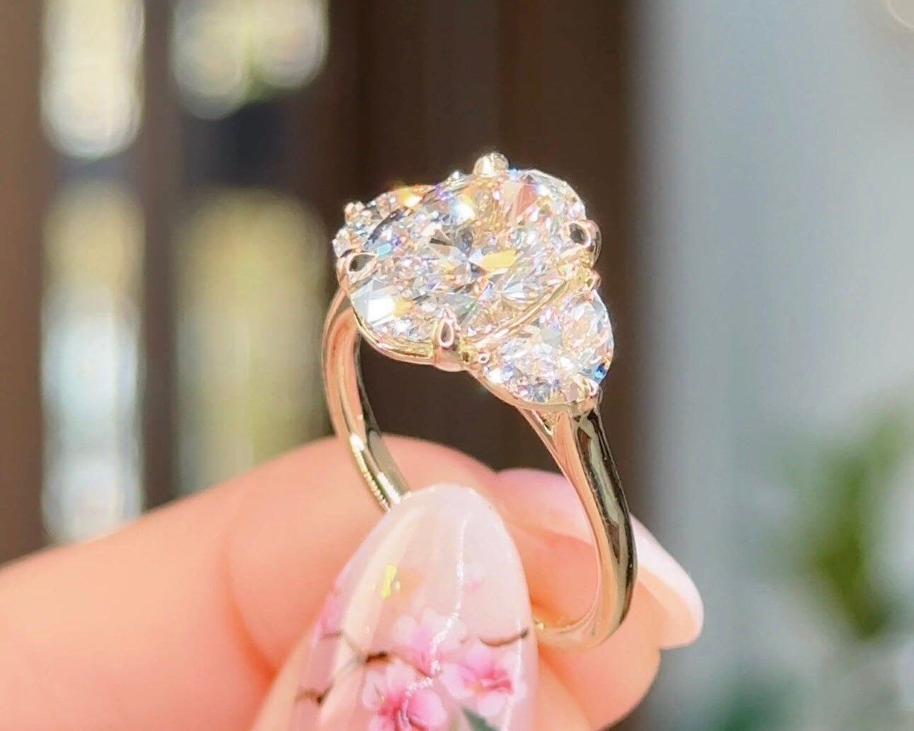 2.85ct E-VVS2 Oval Lab Diamond Lucia Engagement Rings Princess Bride Diamonds 
