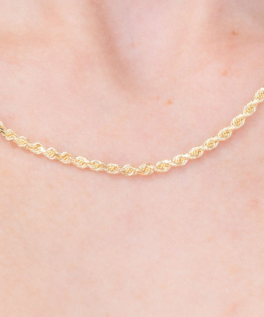 2.8mm Rope Chain 14k Yellow Gold Necklaces Princess Bride Diamonds 