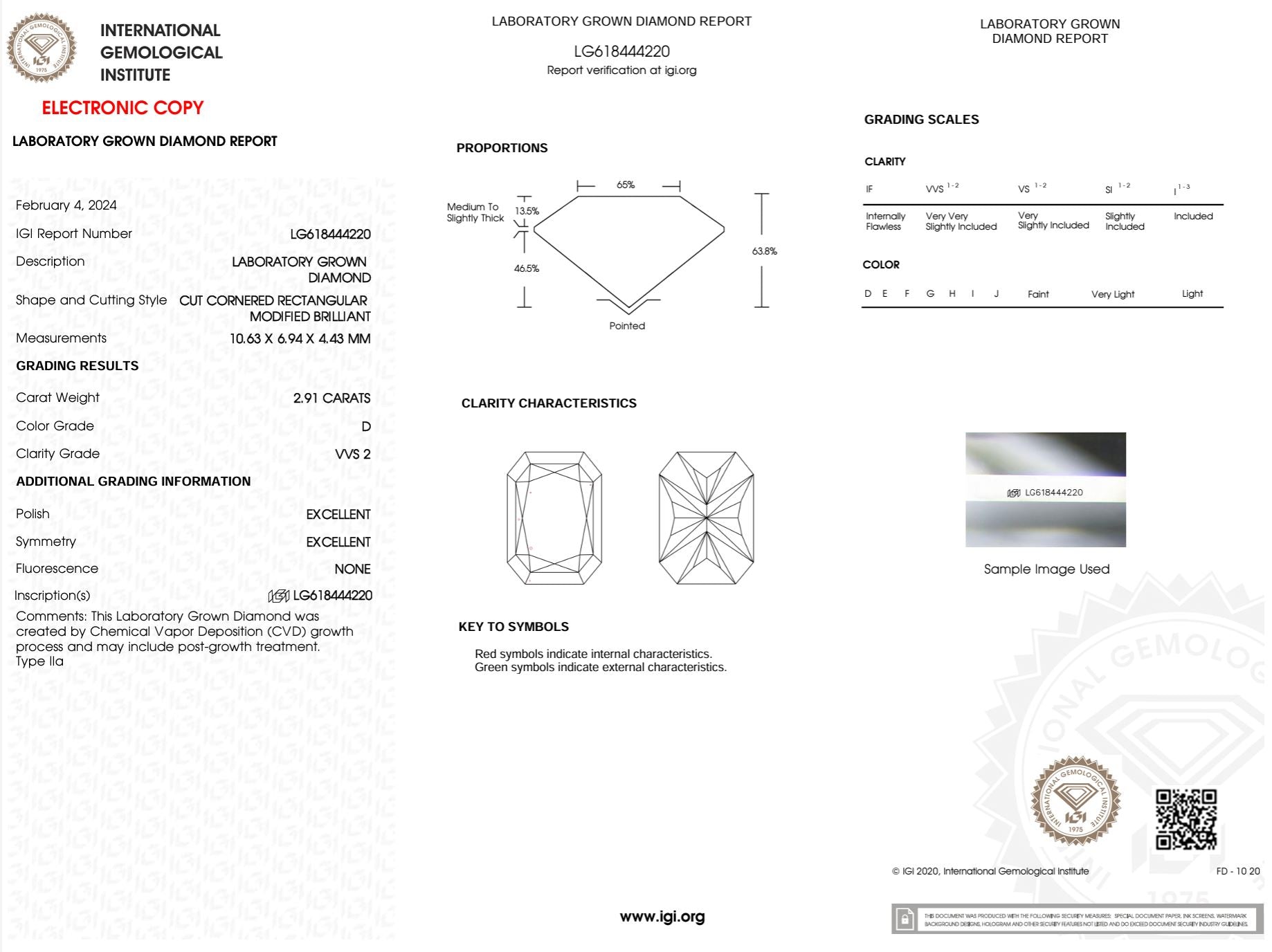 2.91 Carat D-VVS2 Radiant Lab Grown Diamond - IGI (#49392) Loose Diamond Princess Bride Diamonds 