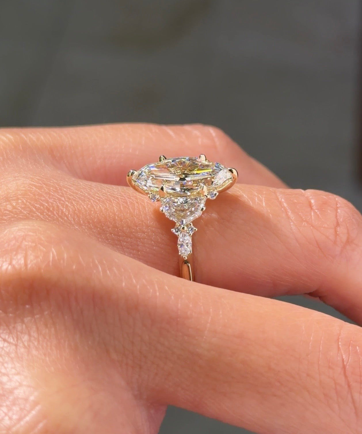 2.98ct E-VVS2 Step Cut Marquise Lab Diamond Step Cut Marissa - PBD Engagement Rings