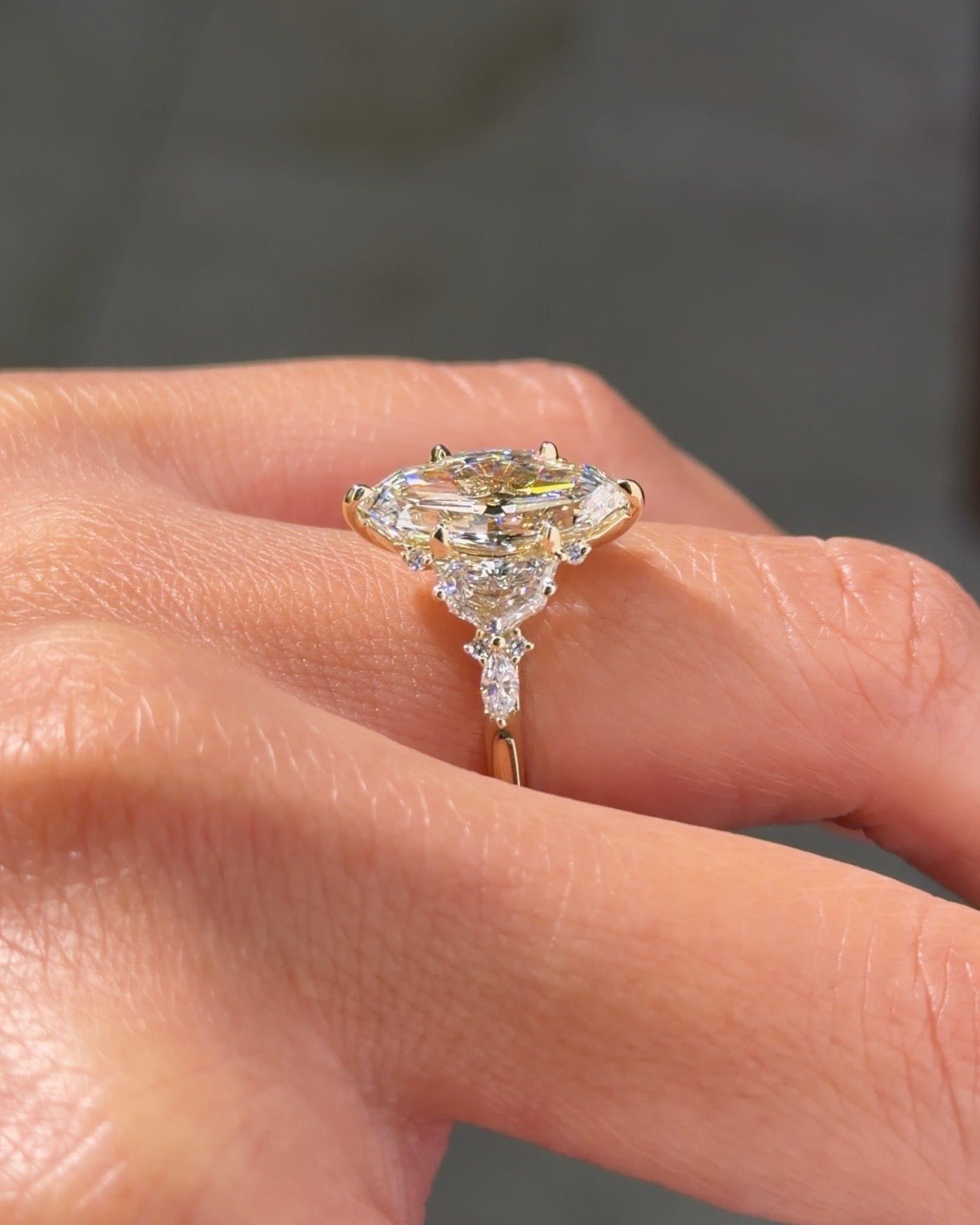 2.98ct E-VVS2 Step Cut Marquise Lab Diamond Step Cut Marissa - PBD Engagement Rings