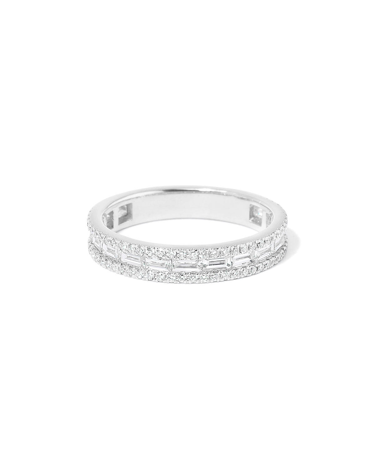 3.5mm Petite East West Baguette & Pavé Diamond Ring