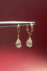 2ct Pear Drop High Polish Hoops Yellow Gold