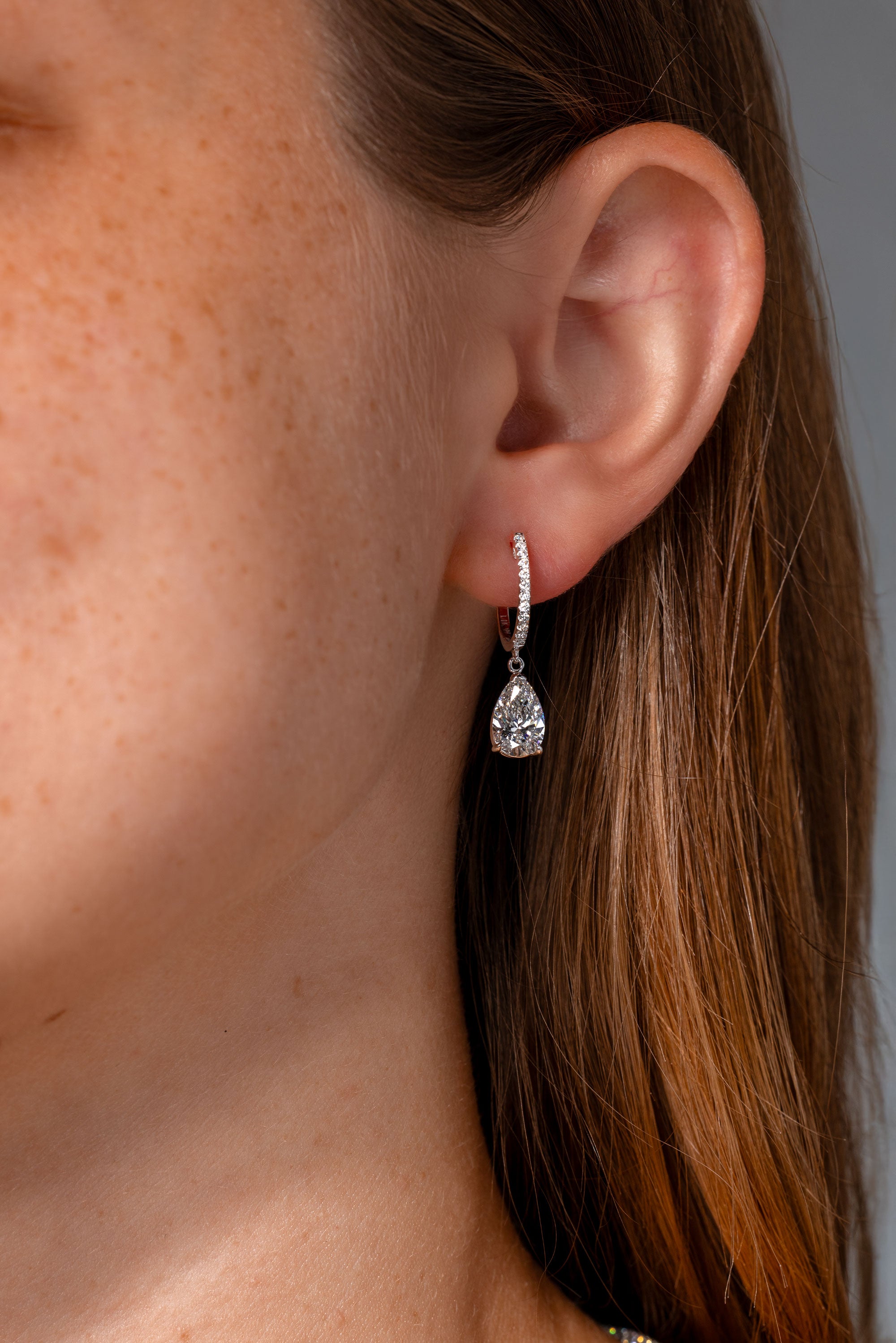 2.06ct F-VS1 Lab Diamond Pear Drop Hoops