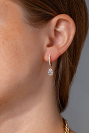 2.04ct D-VS1 Lab Diamond Pear Drop Hoops