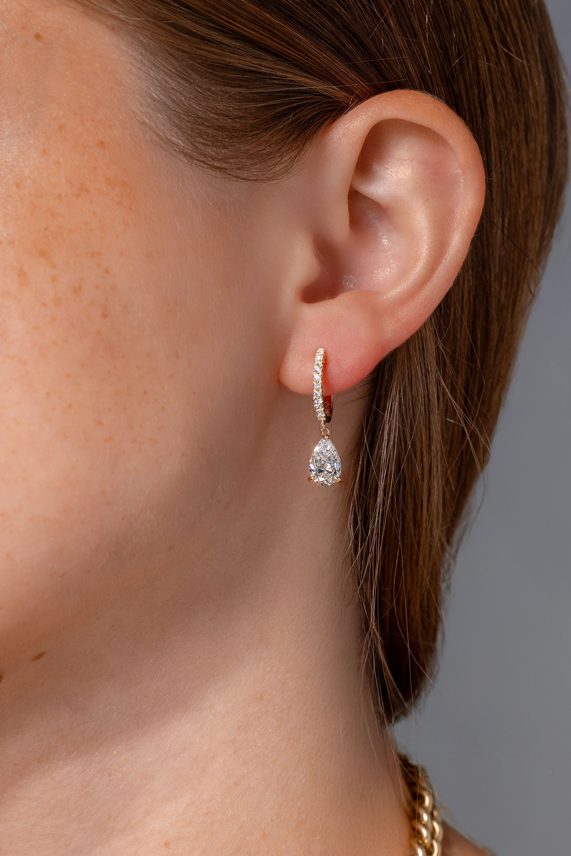 2.04ct D-VS1 Lab Diamond Pear Drop Hoops