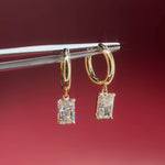 2ct Radiant Diamond High Polish Hoops Yellow Gold