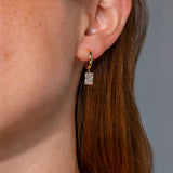 2ct Radiant Diamond High Polish Hoops Yellow Gold on ear