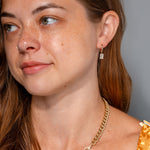 2ct Radiant Diamond High Polish Hoops Yellow Gold on ear