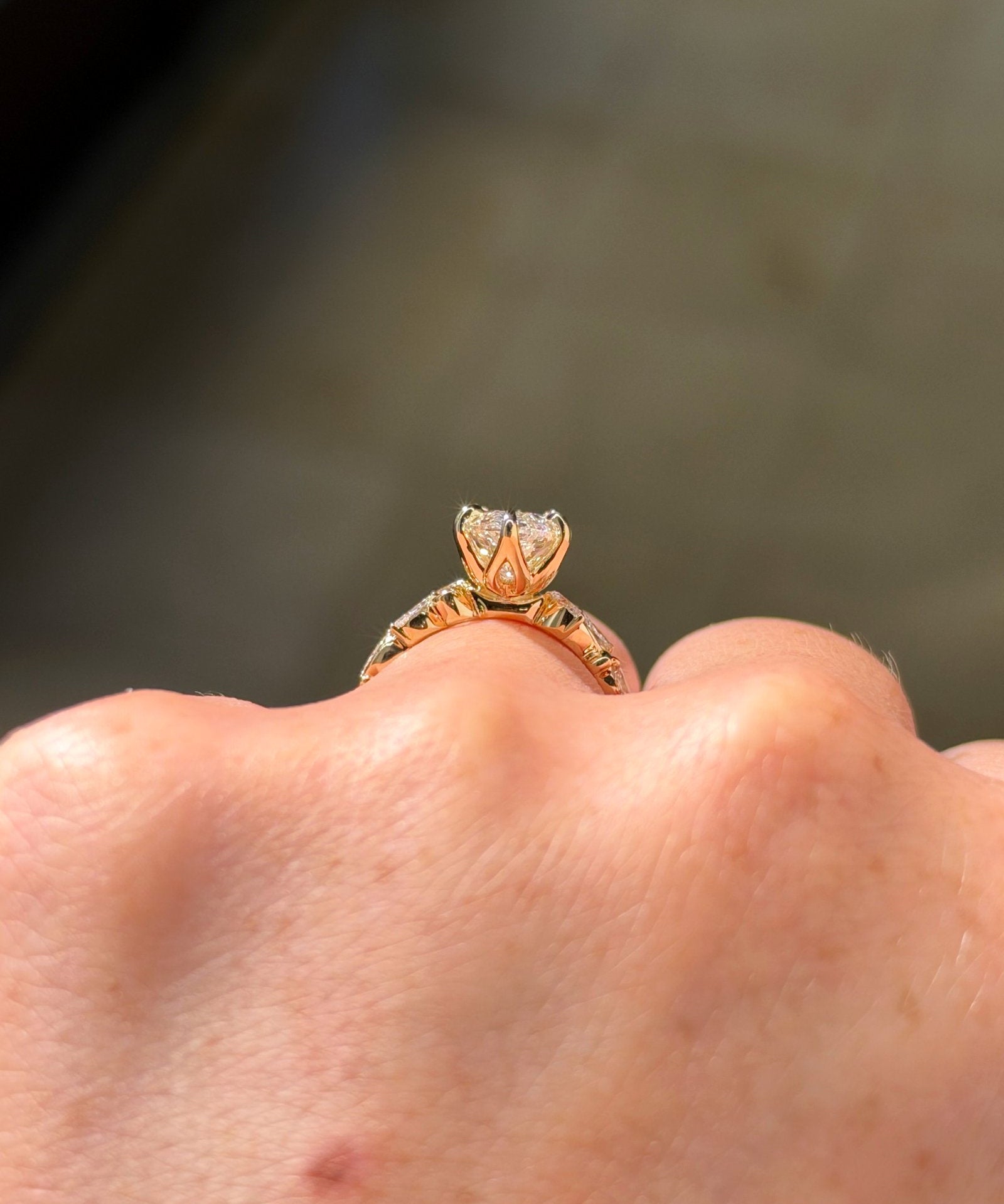 3.00ct E VVS2 marquise lab grown diamond Colette engagement ring in 14K yellow gold
