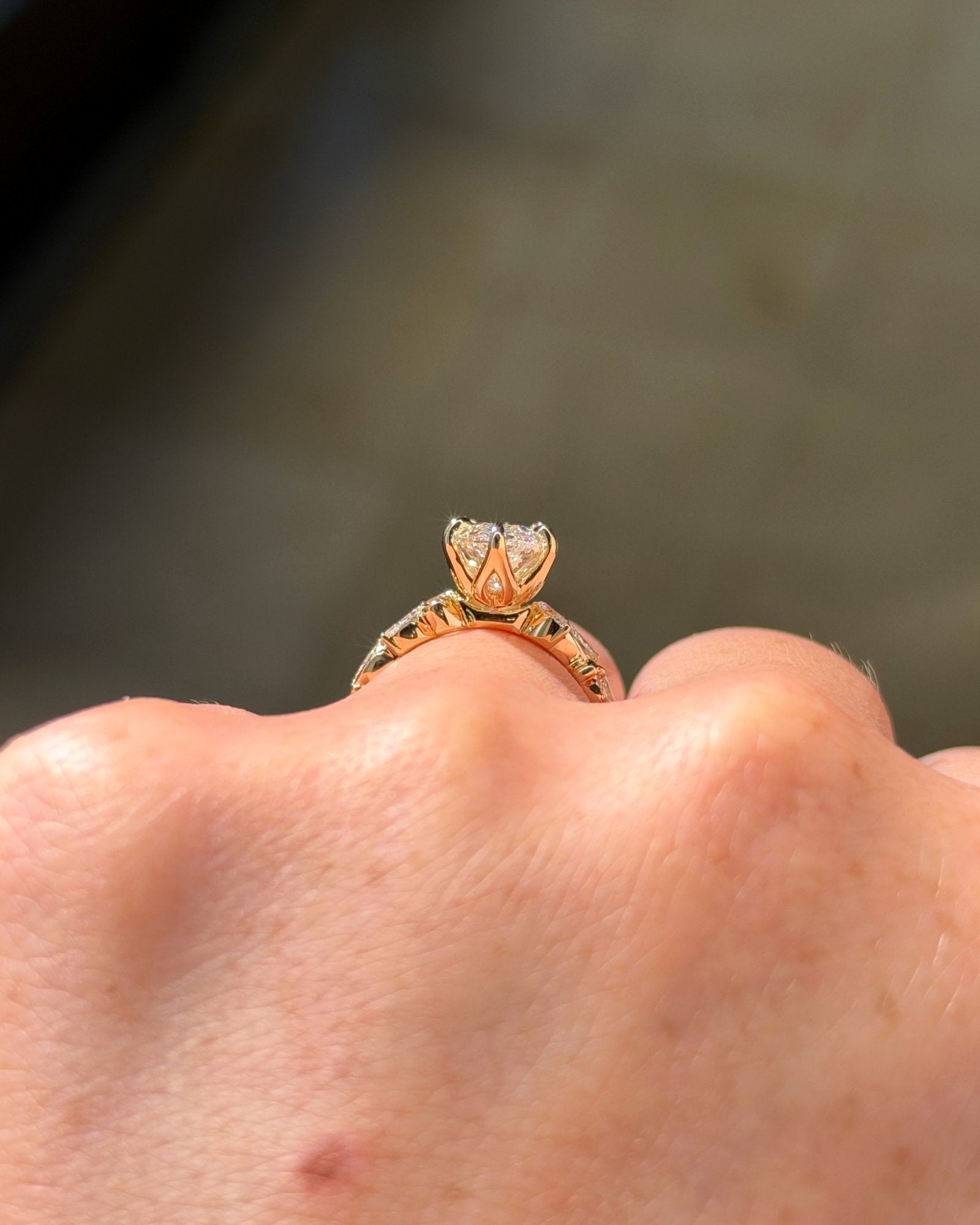 3.00ct E VVS2 marquise lab grown diamond Colette engagement ring in 14K yellow gold