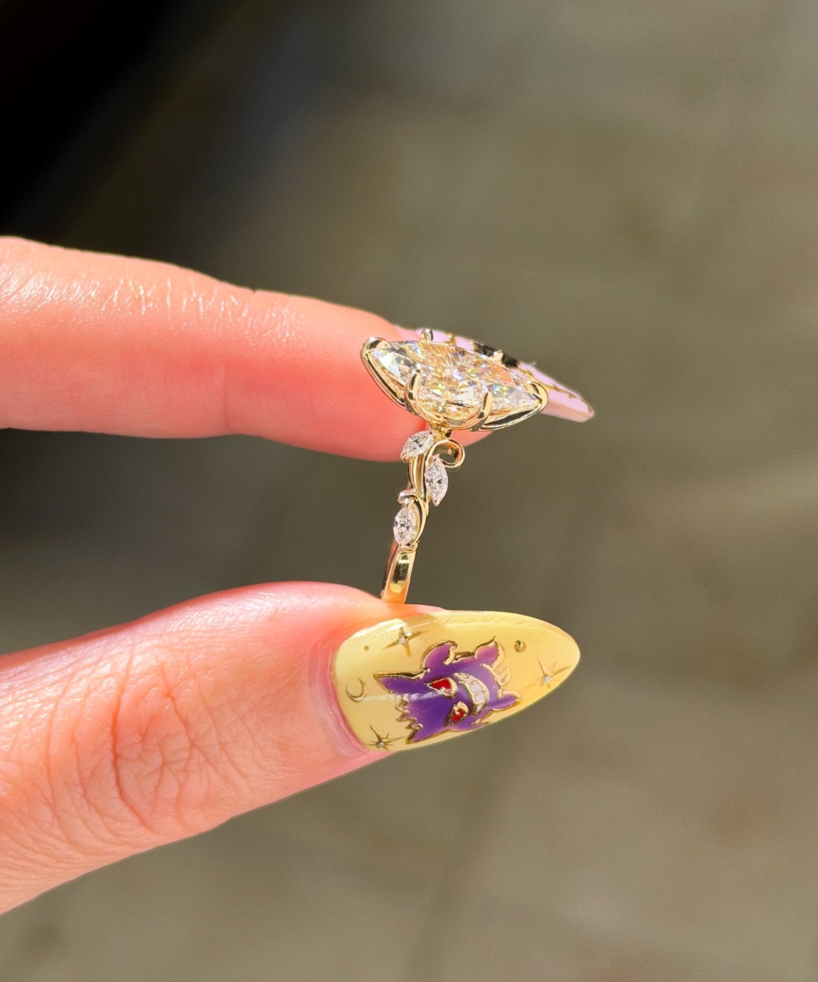3.00ct E VVS2 marquise lab grown diamond Colette engagement ring in 14K yellow gold