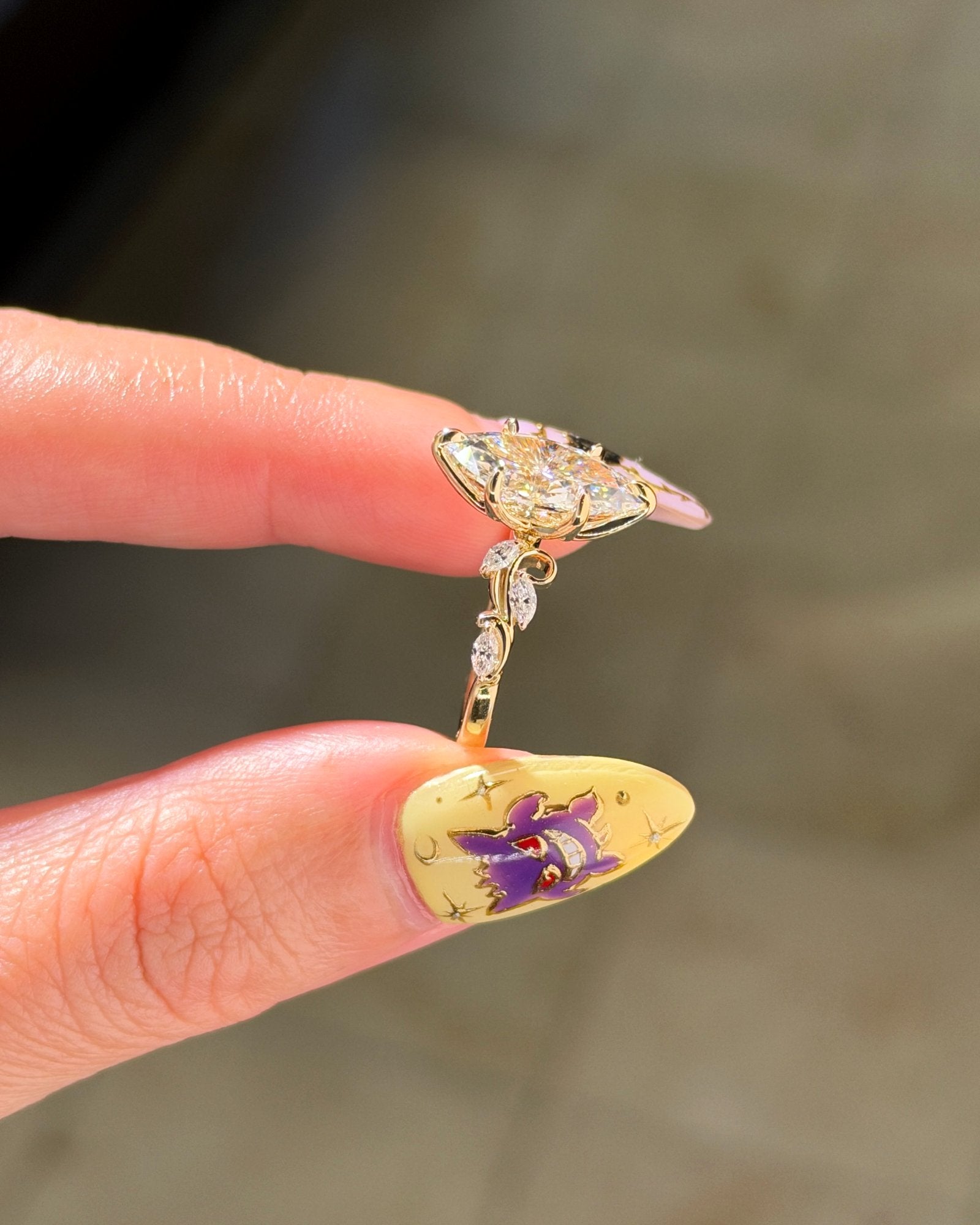 3.00ct E VVS2 marquise lab grown diamond Colette engagement ring in 14K yellow gold