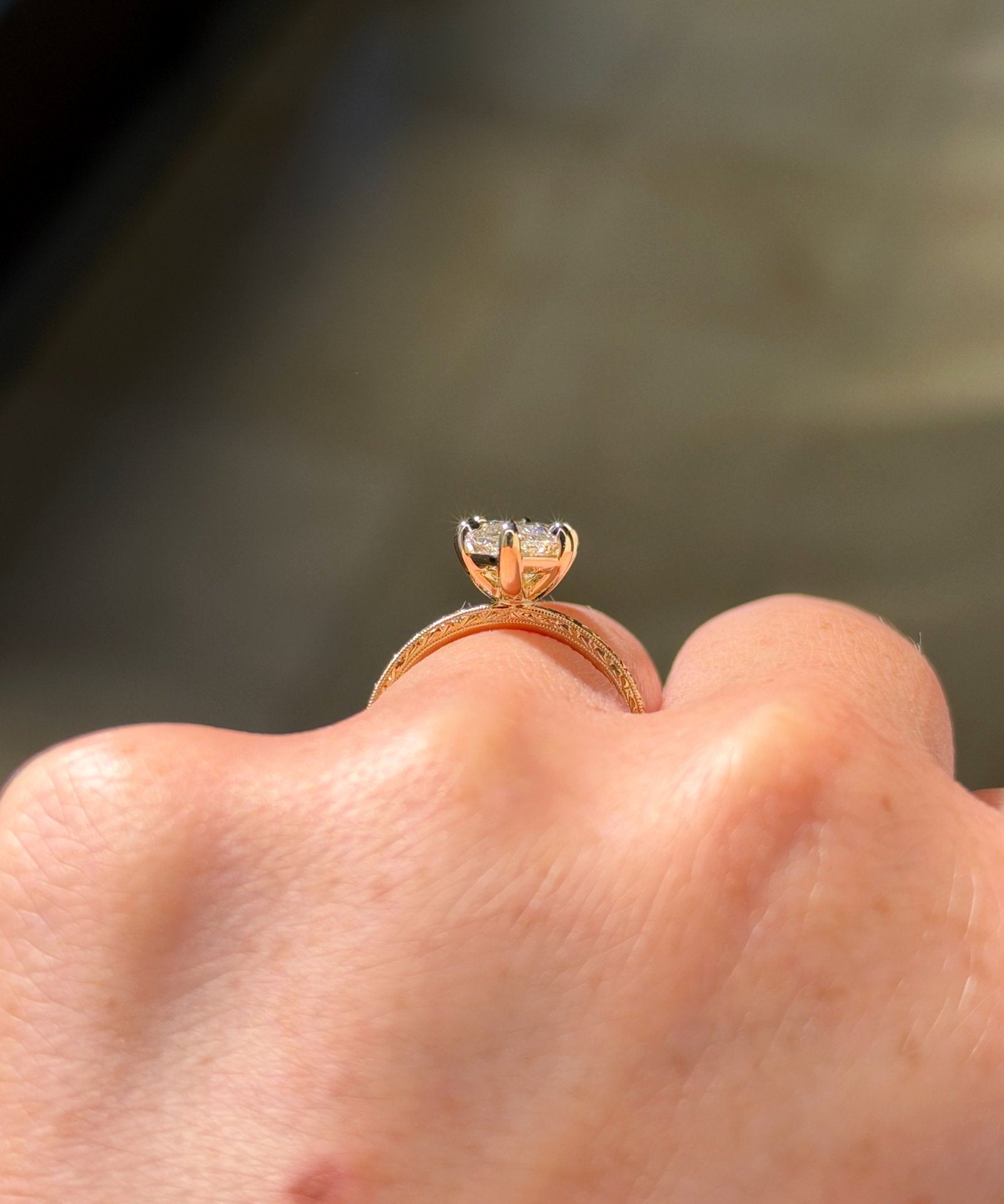 3.02ct E VS1 marquise lab grown diamond Kai engagement ring in 14K yellow gold