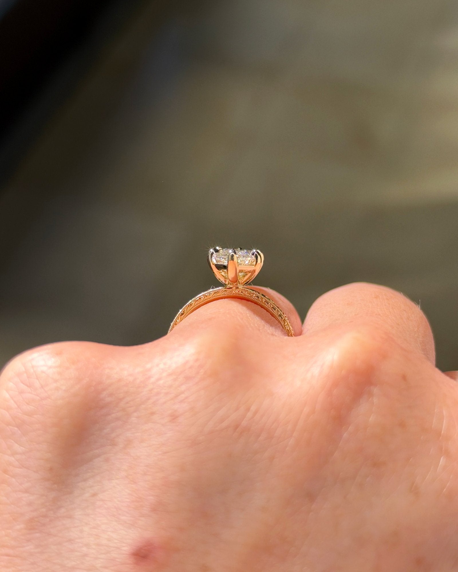 3.02ct E VS1 marquise lab grown diamond Kai engagement ring in 14K yellow gold