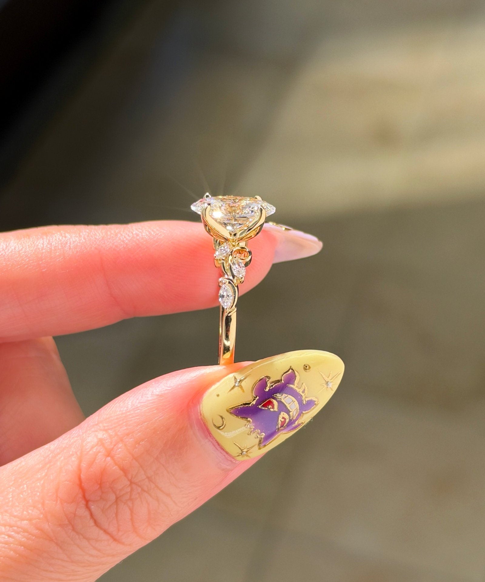 3.04ct F VS1 oval lab grown diamond Colette engagement ring in 14K yellow gold