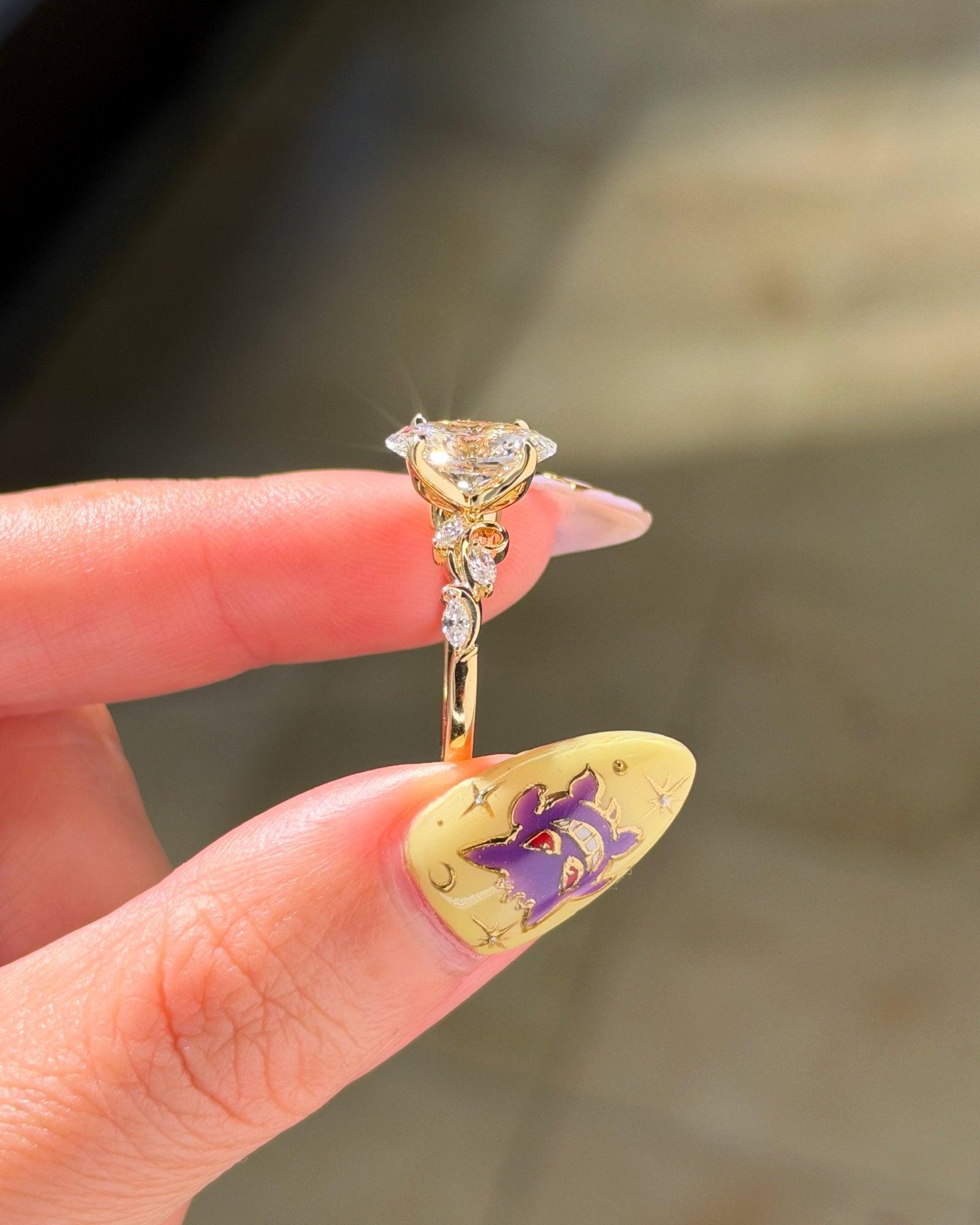 3.04ct F VS1 oval lab grown diamond Colette engagement ring in 14K yellow gold