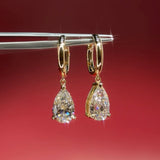 3.5ct Pear Drop High Polish Hoops Yellow Gold