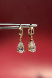 3.5ct Pear Drop High Polish Hoops Yellow Gold