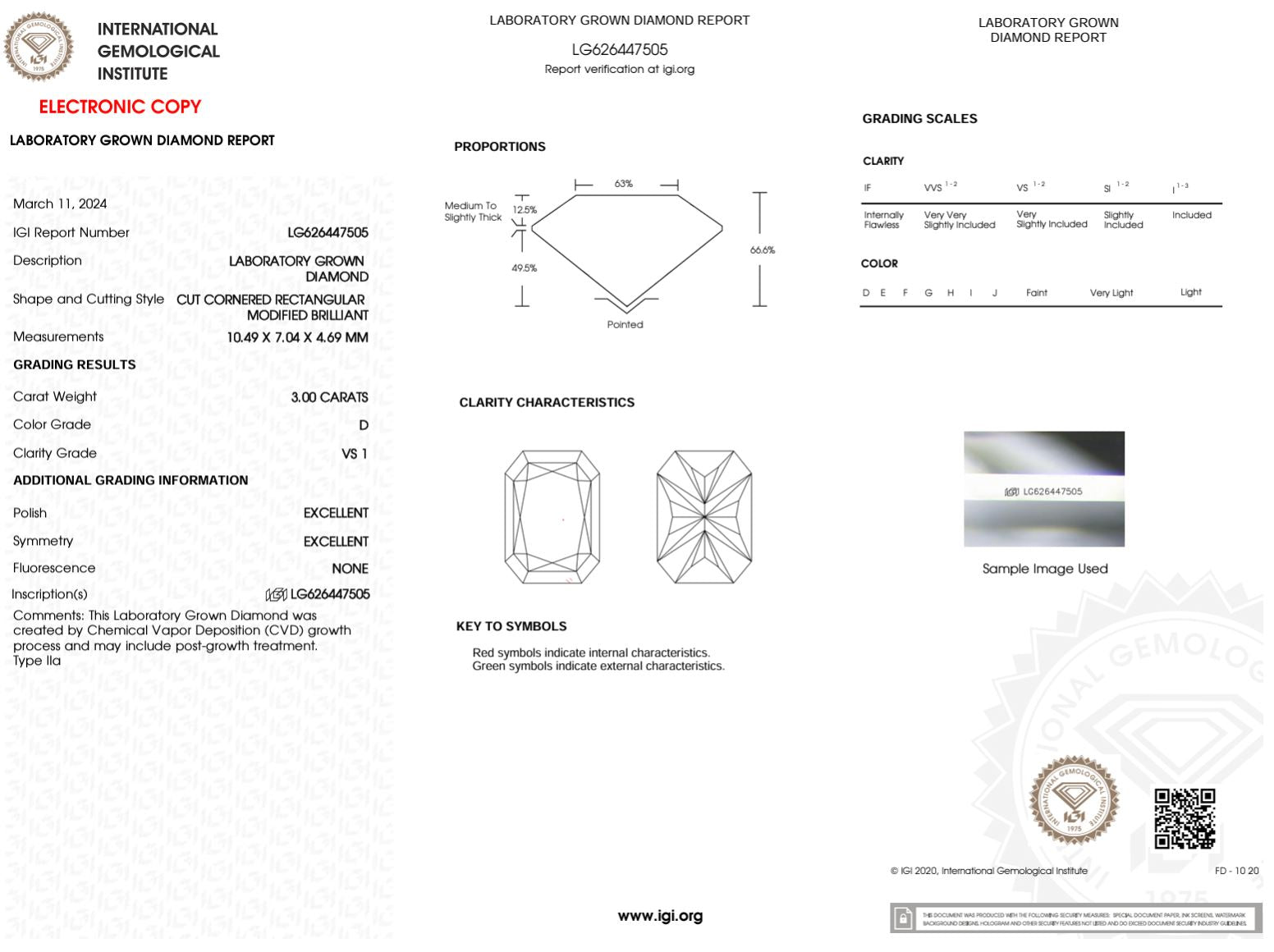 3.00 Carat D-VS1 Radiant Lab Grown Diamond - IGI (#50020) Loose Diamond Princess Bride Diamonds 