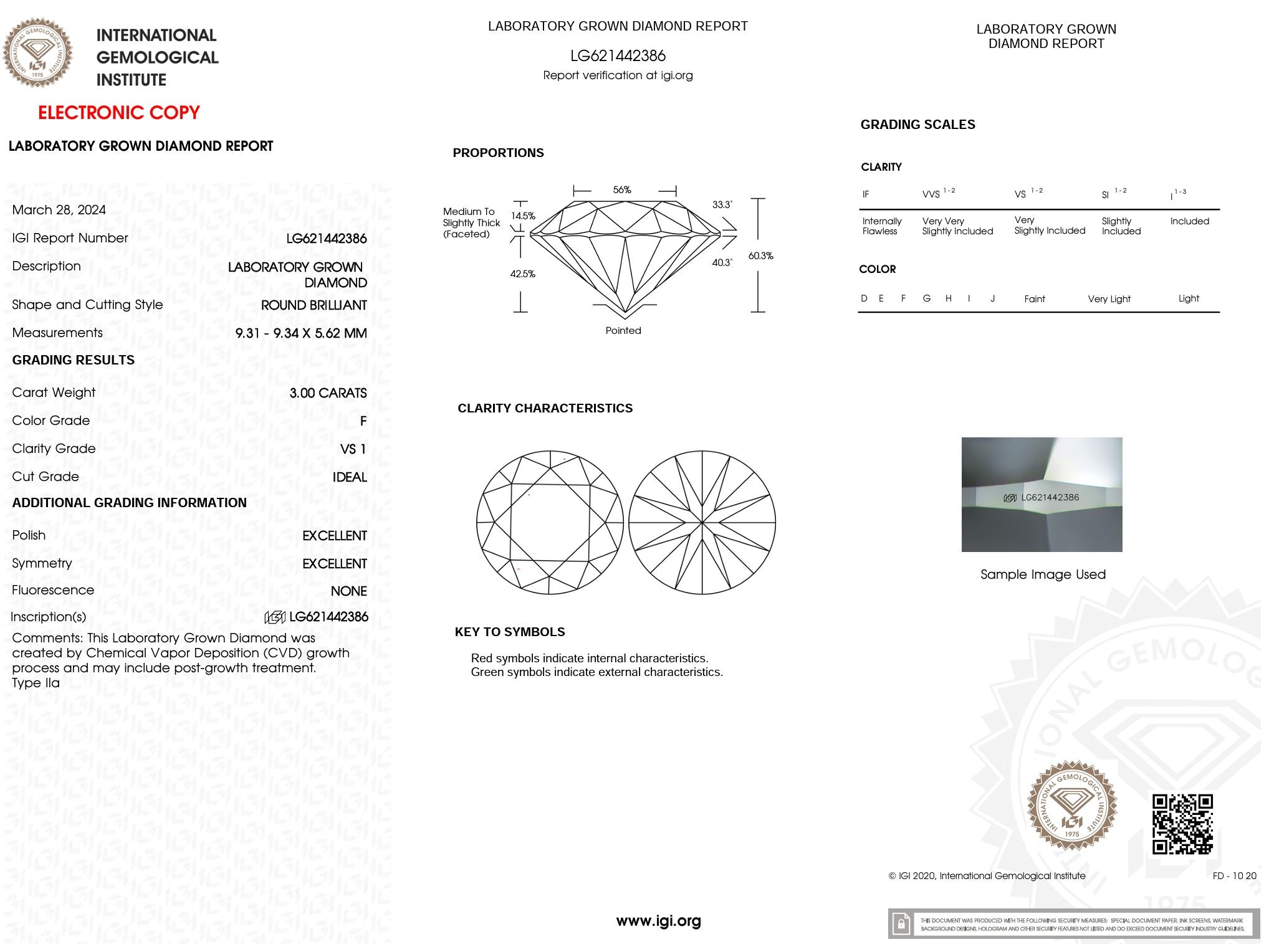 3.00 Carat F-VS1 Round Lab Grown Diamond - IGI (#5160) Loose Diamond Princess Bride Diamonds 