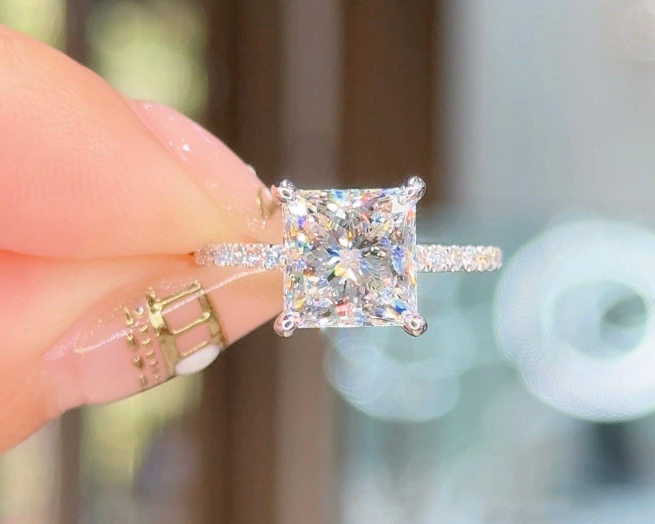 3.00ct E-VS1 Princess Lab Diamond Shelby Engagement Rings Princess Bride Diamonds 