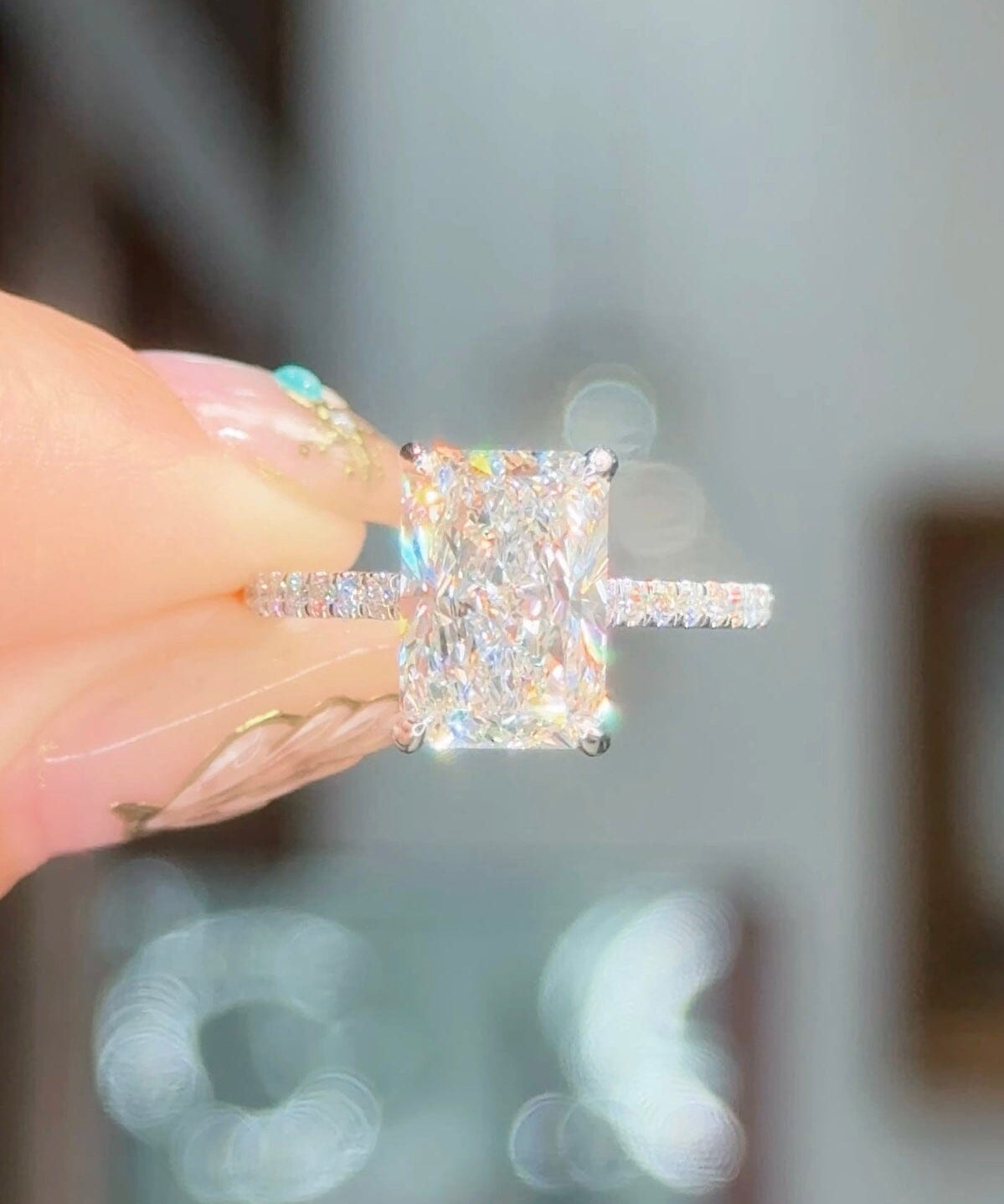 3.00ct E-VS1 Radiant Lab Diamond Alice Engagement Rings Princess Bride Diamonds 