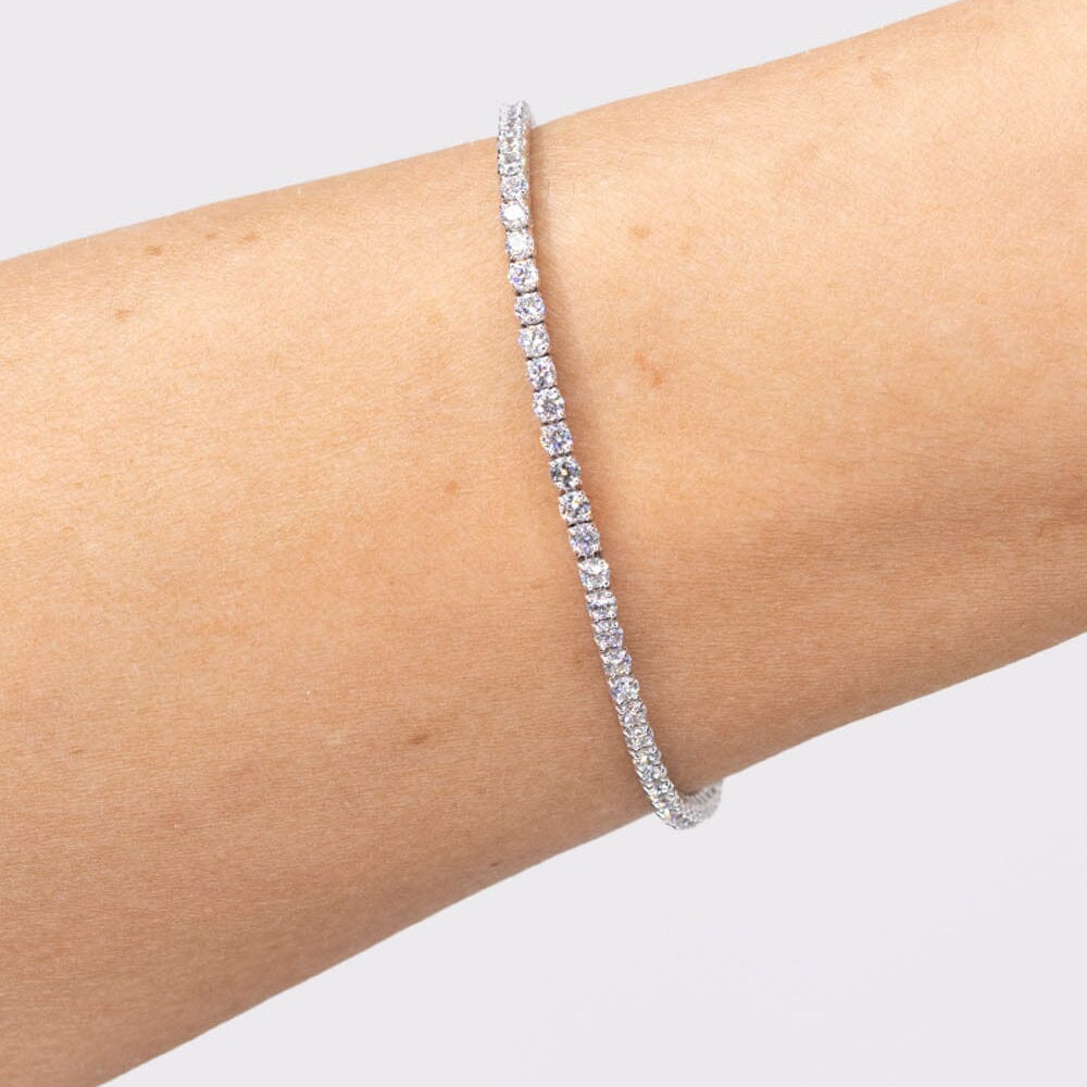 3.00ct F+ VS+ Lab Diamond Tennis Bracelet 14k White Gold Bracelets Princess Bride Diamonds 