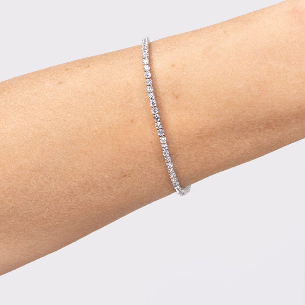 3.00ct F+ VS+ Lab Diamond Tennis Bracelet 14k White Gold Bracelets Princess Bride Diamonds 