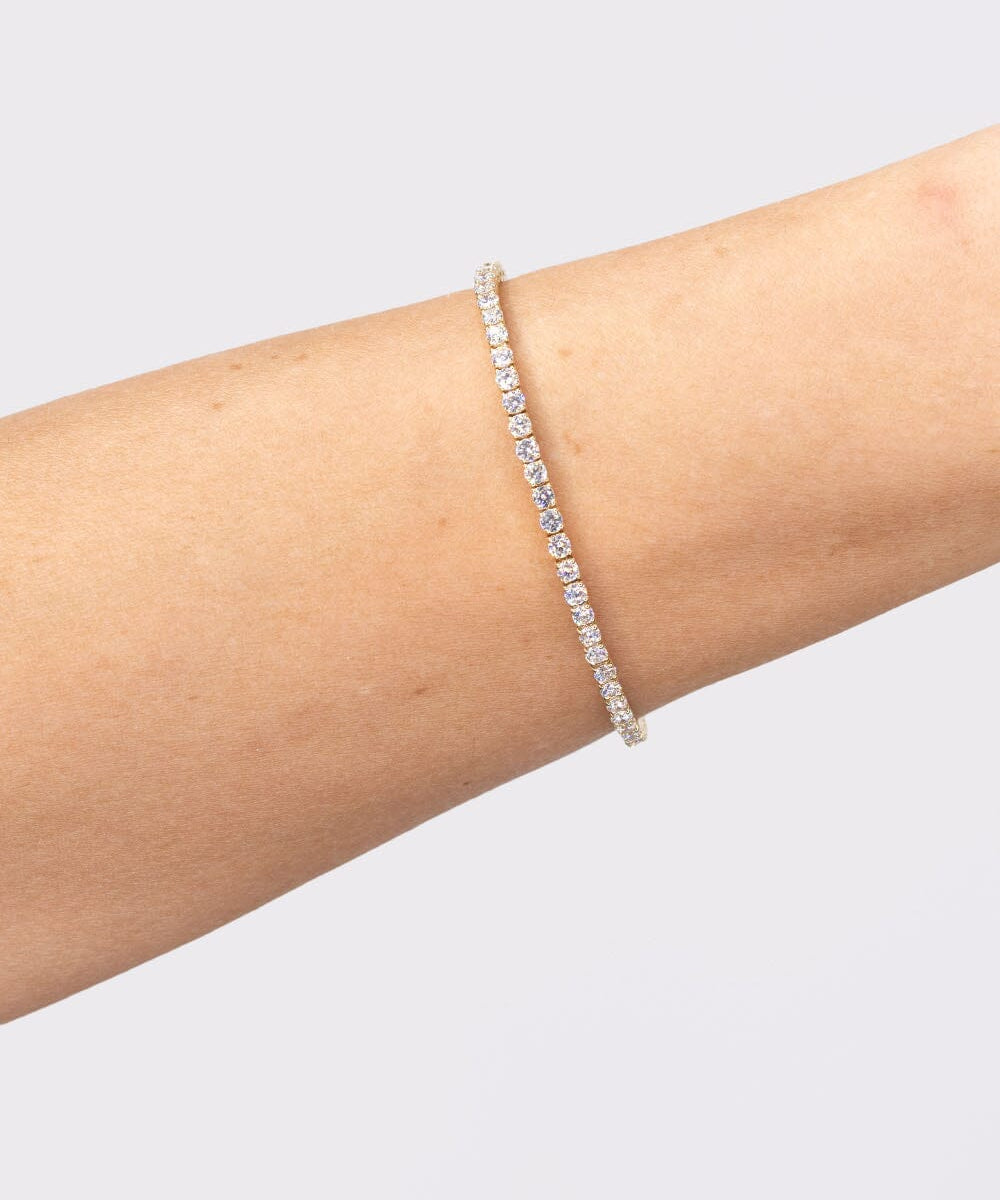 3.00ct F+ VS+ Lab Diamond Tennis Bracelet 14k Yellow Gold Bracelets Princess Bride Diamonds 