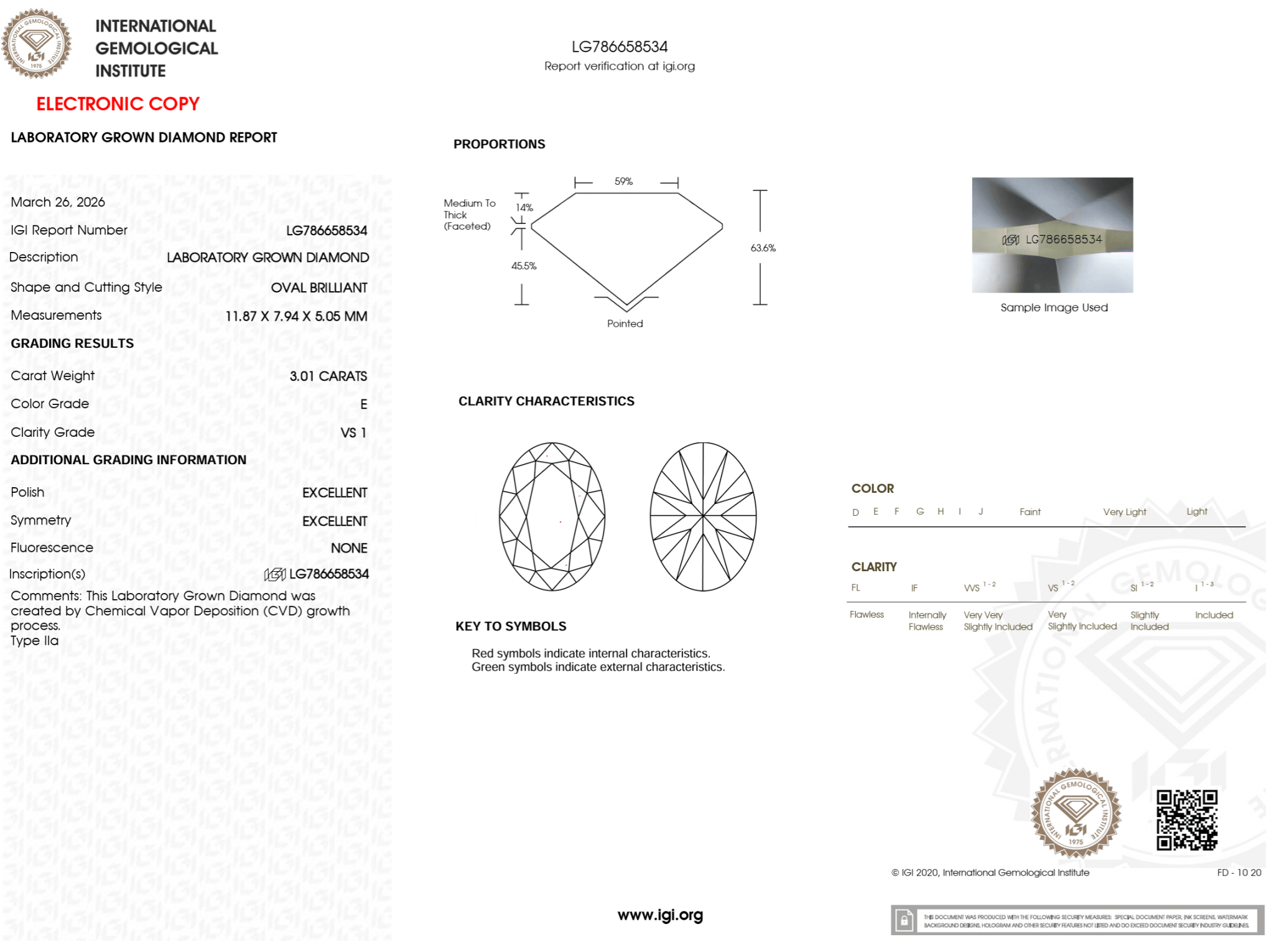 3.01 Carat E - VS1 Oval Lab Grown Diamond - IGI (125386) - PBD Loose Diamond