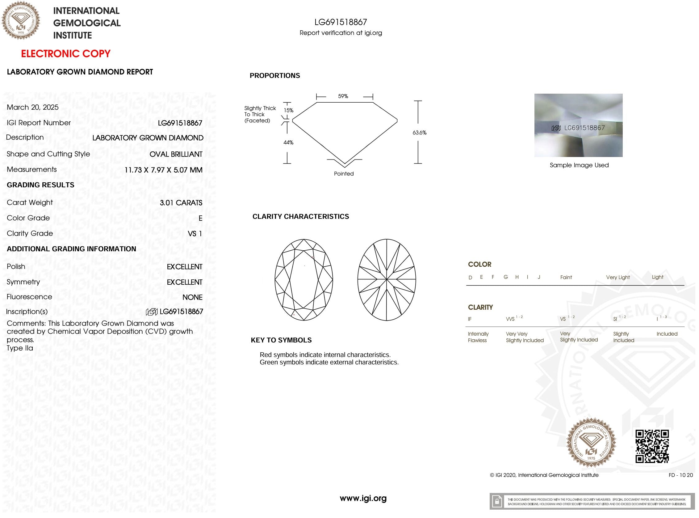 3.01 Carat E-VS1 Oval Lab Grown Diamond - IGI (#53761) Loose Diamond Princess Bride Diamonds 