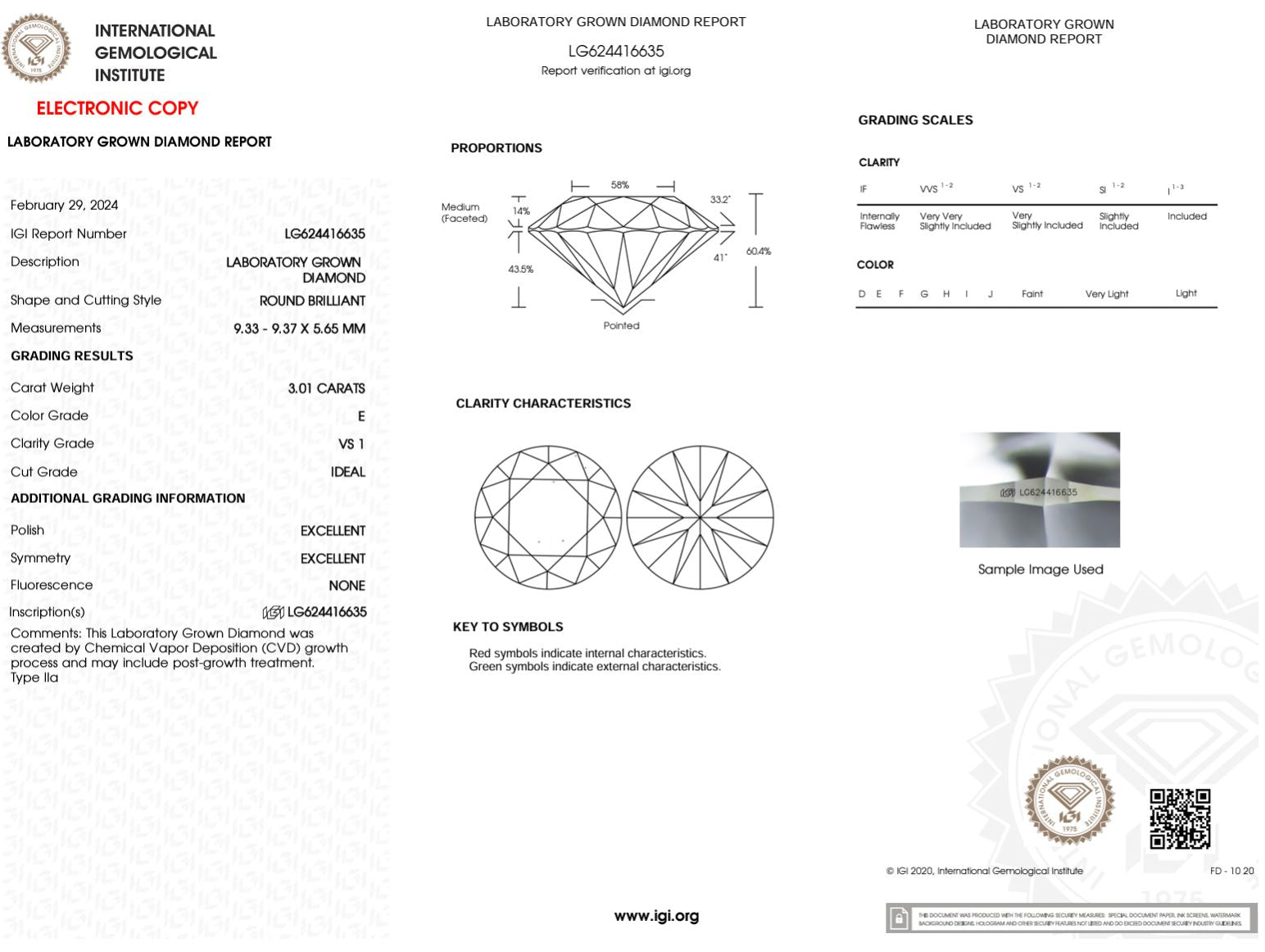 3.01 Carat E-VS1 Round Lab Grown Diamond - IGI (#49901) Loose Diamond Princess Bride Diamonds 